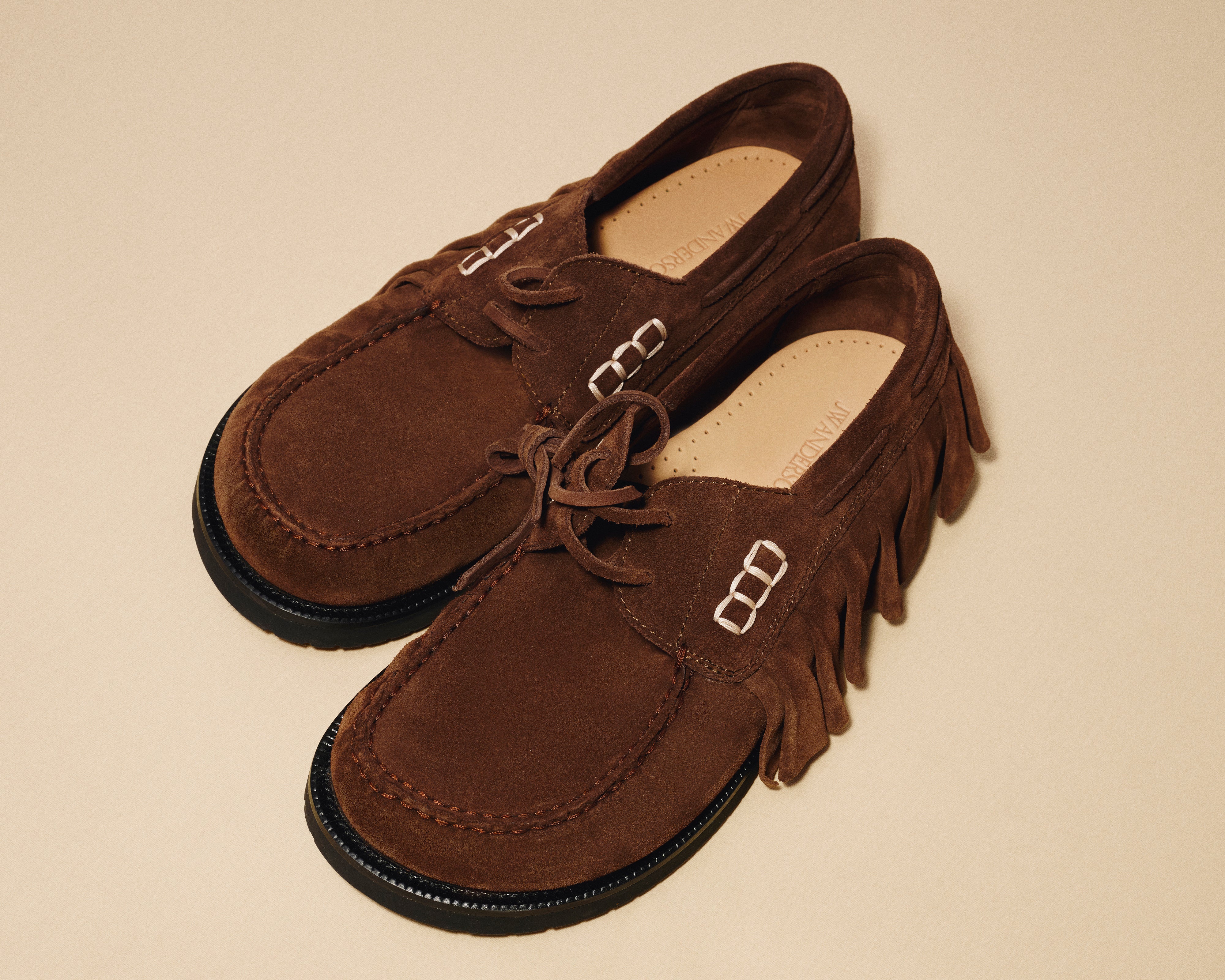 J.W.Anderson Loafer Ruffle Bootsschuh Braun Wildleder Damen