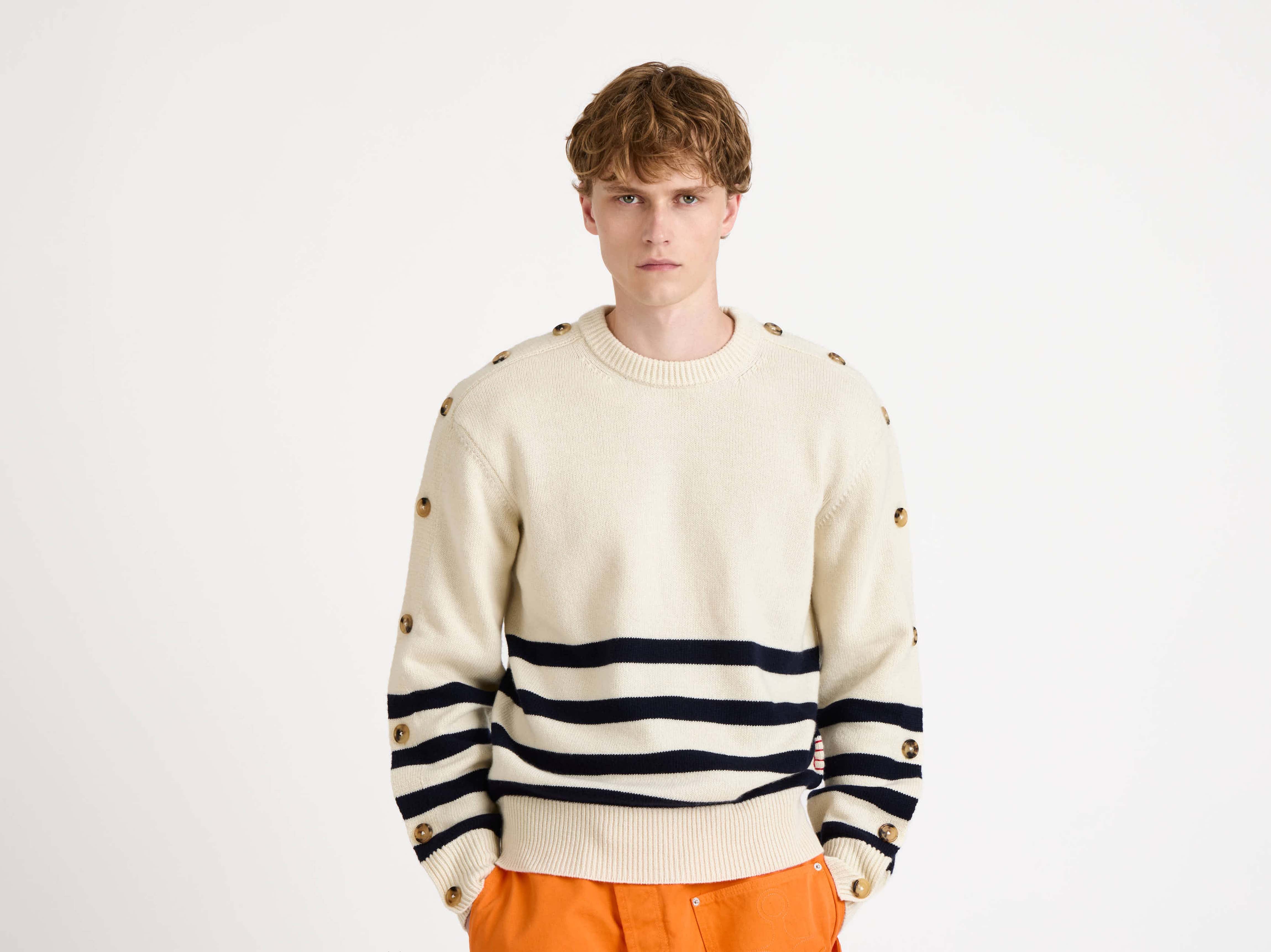 J.W.Anderson Knitwear Breton Jumper Pullover Ivory Herren