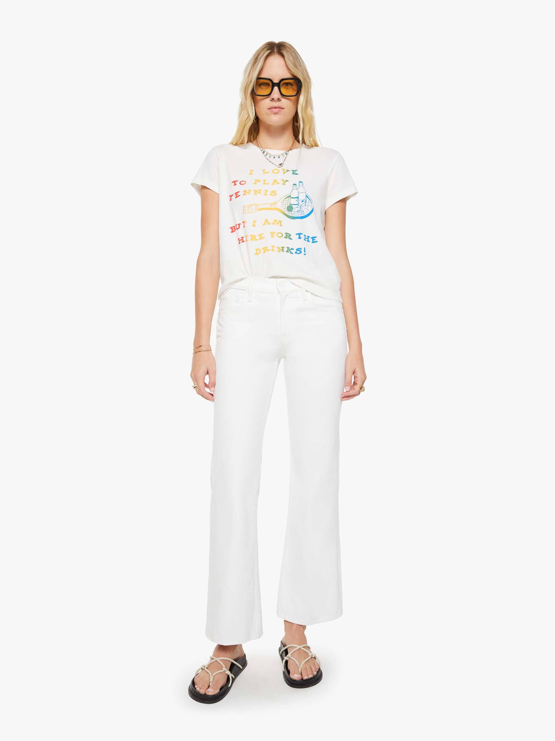Mother The Boxy Goodie Goodie T-Shirt Weiss Tennis Baumwolle