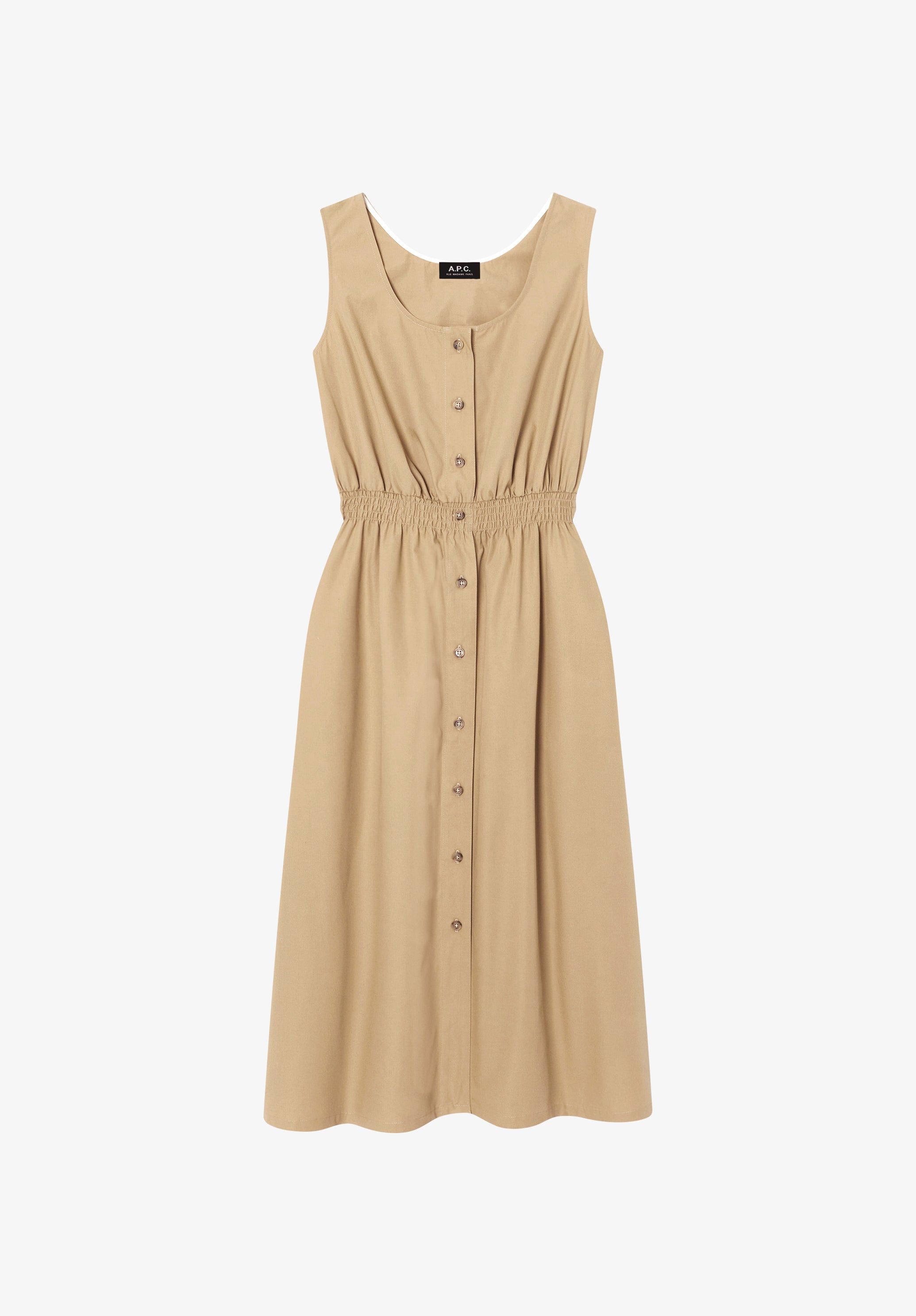 A.P.C. Dresses Kleid Beige 38 Baumwolle Ärmellos