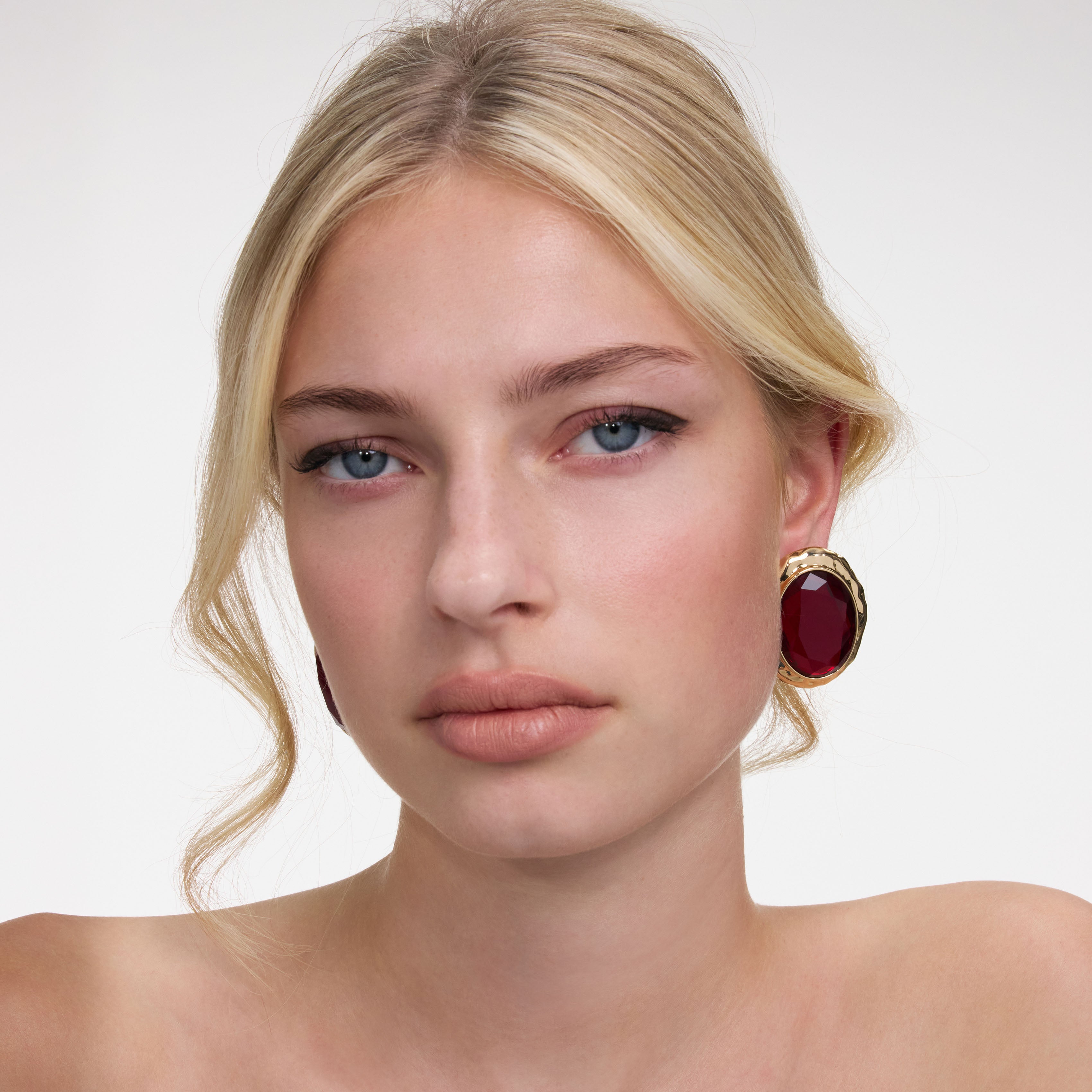 Self Portrait Jewellery Hammered Gold Red Ohrringe Rot One Size
