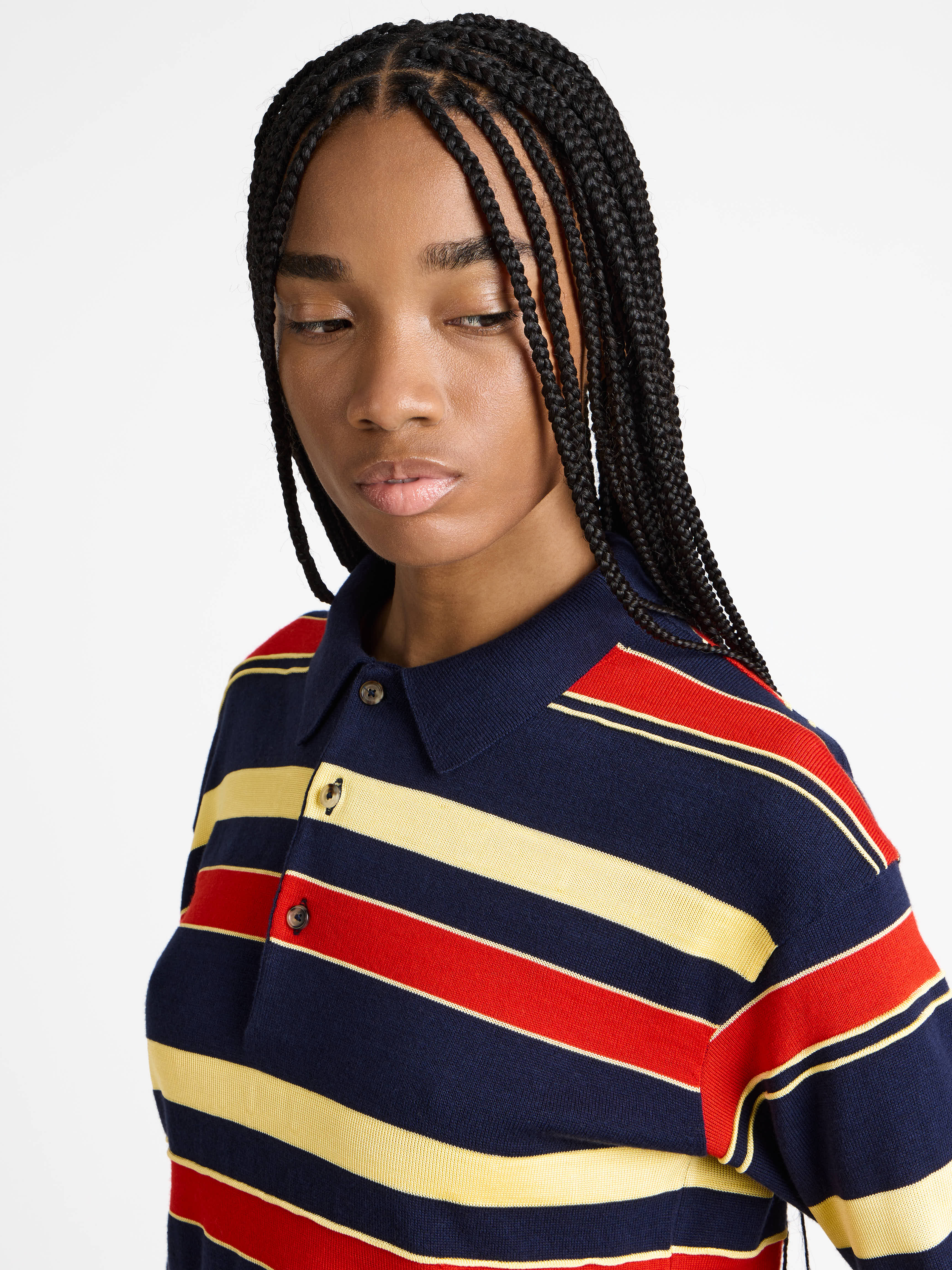 J.W.Anderson Striped Rugby Polo Stricktop Navy Damen