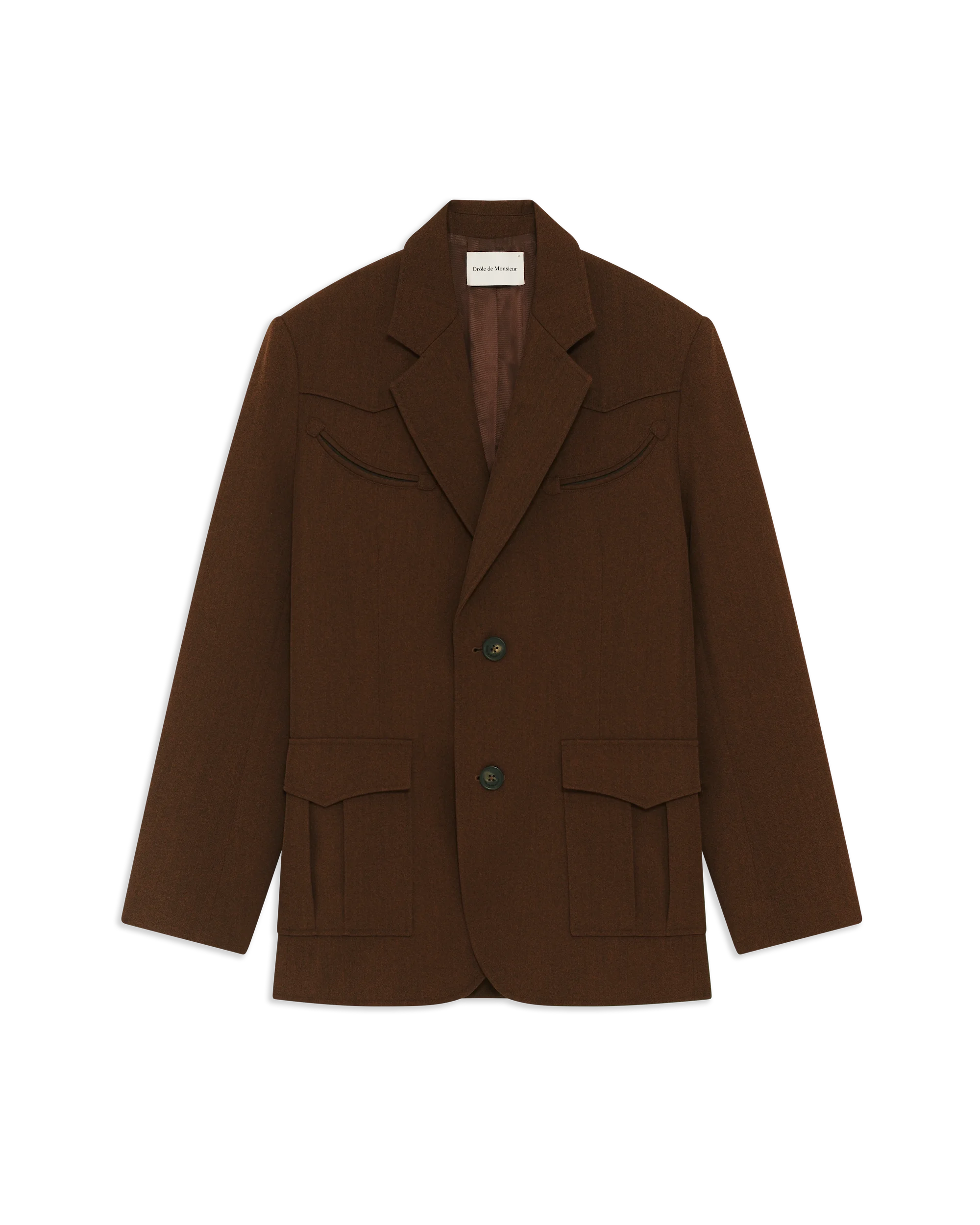 Drôle de Monsieur Western Single Breasted Sakko Wolle Braun