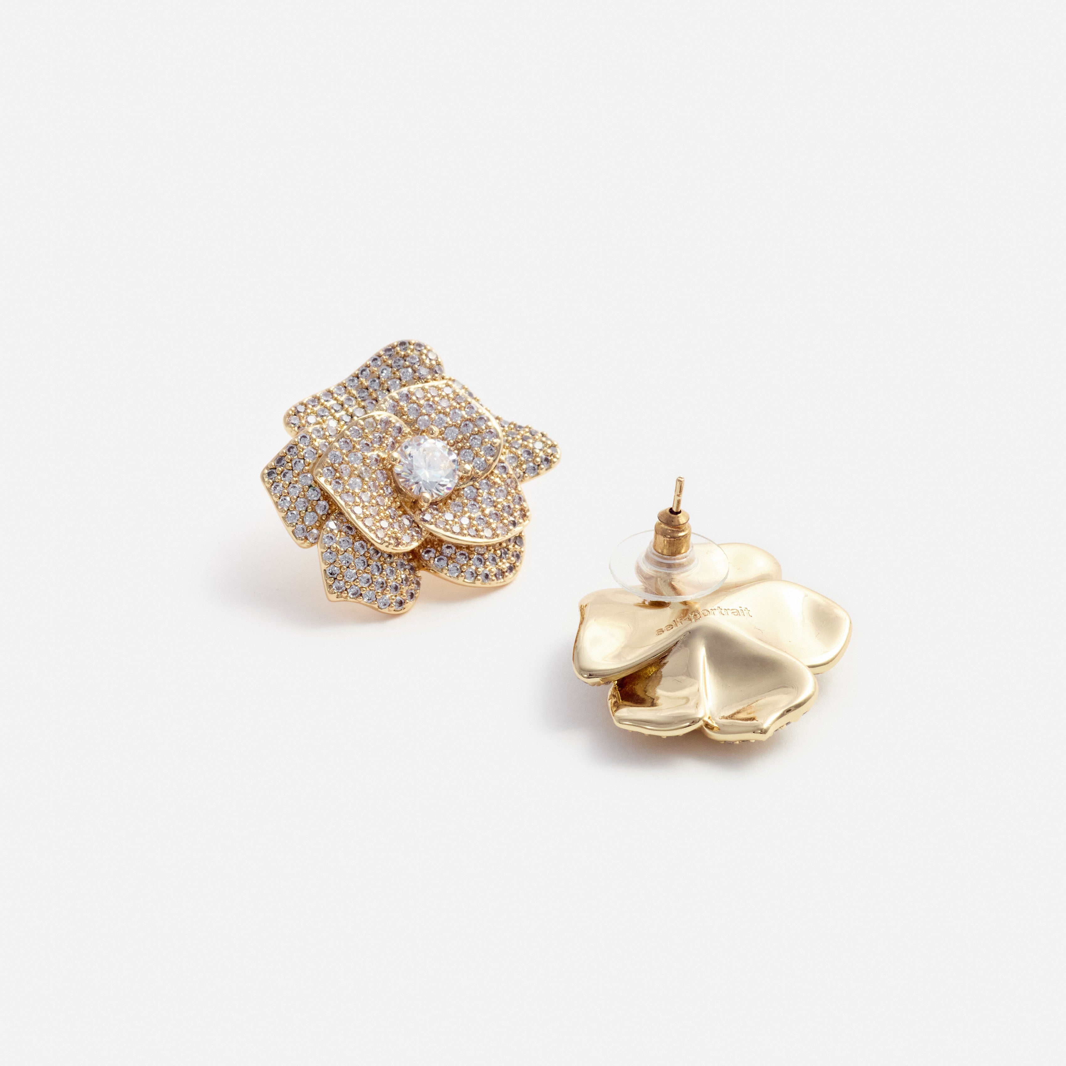 Self Portrait Jewellery Gold Crystal Flower Ohrringe Gold One Size