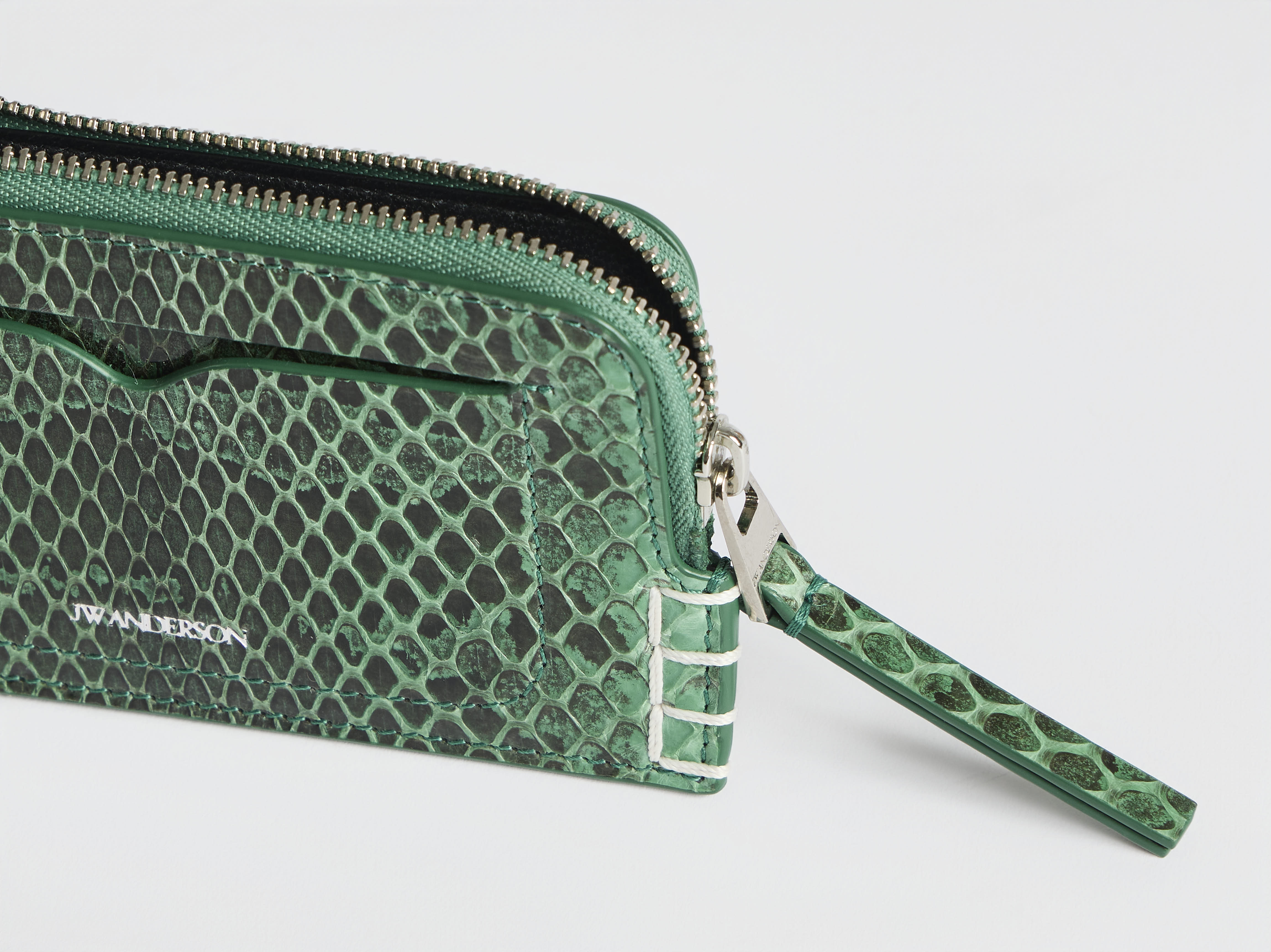 J.W.Anderson Loafer Zip Wallet Pine Green Leder Schlangenoptik