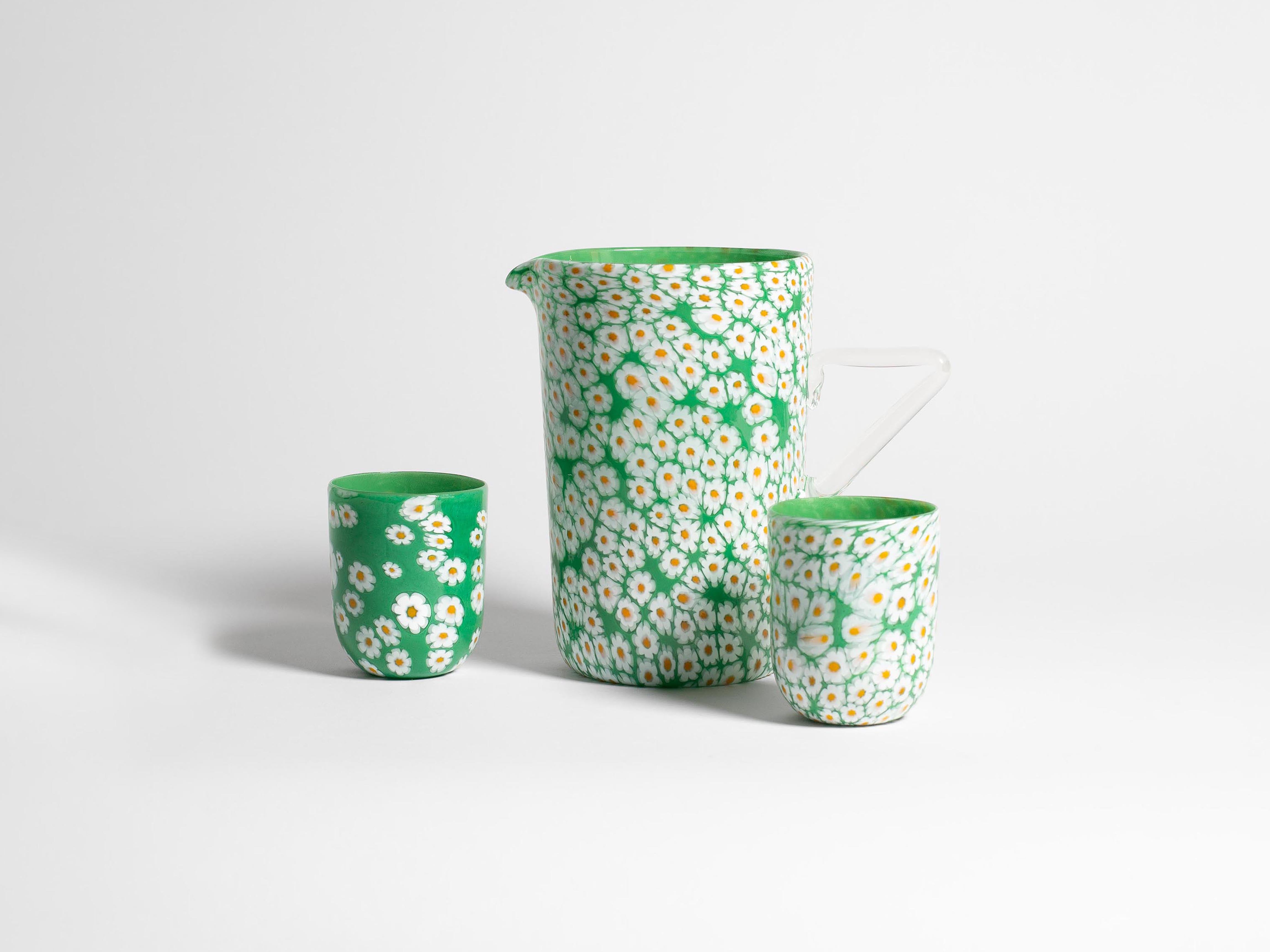 J.W.Anderson Tableware Full Murrina Glas Weiß Grün Murano Handglas