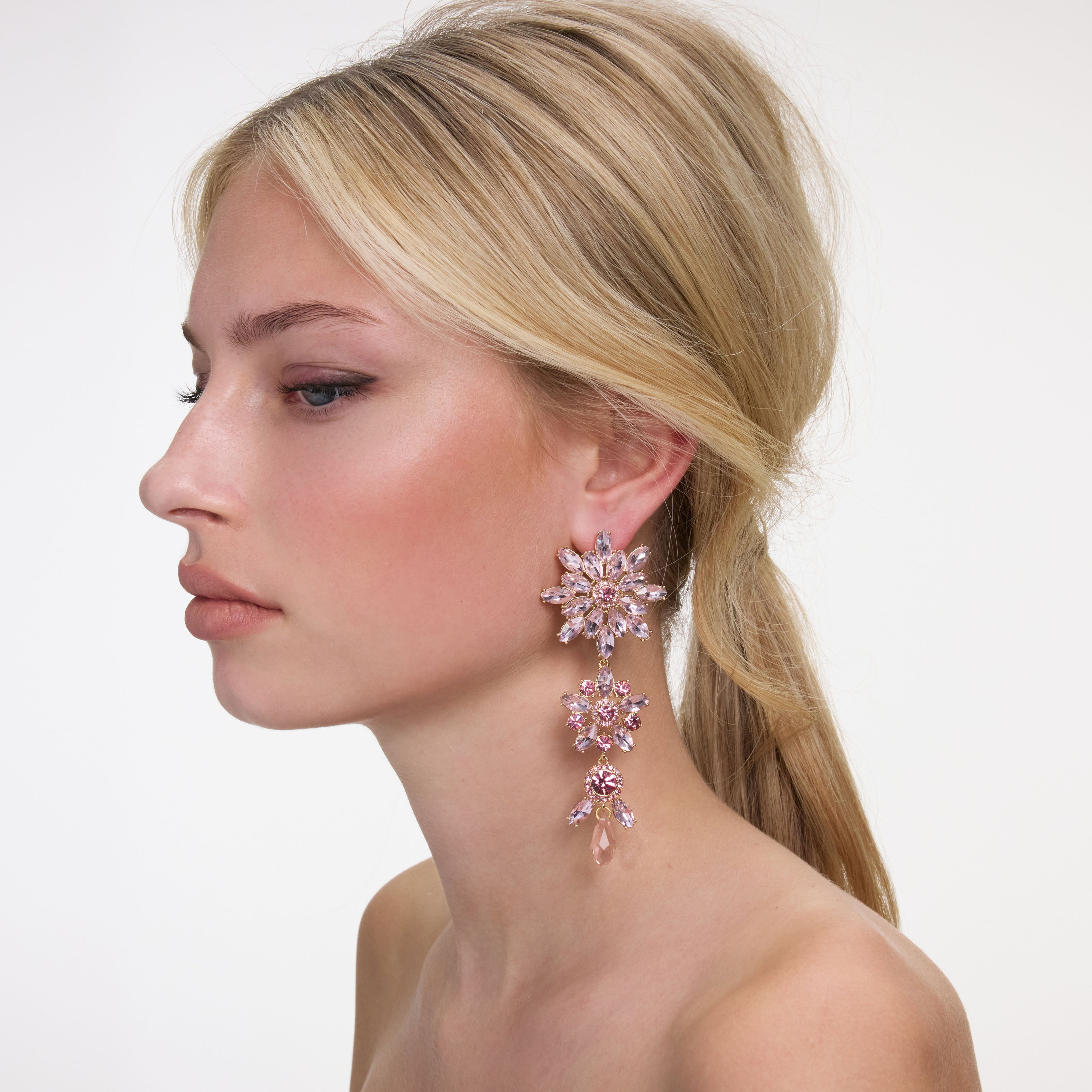 Self Portrait Jewellery Pink Crystal Ohrringe One Size Blume