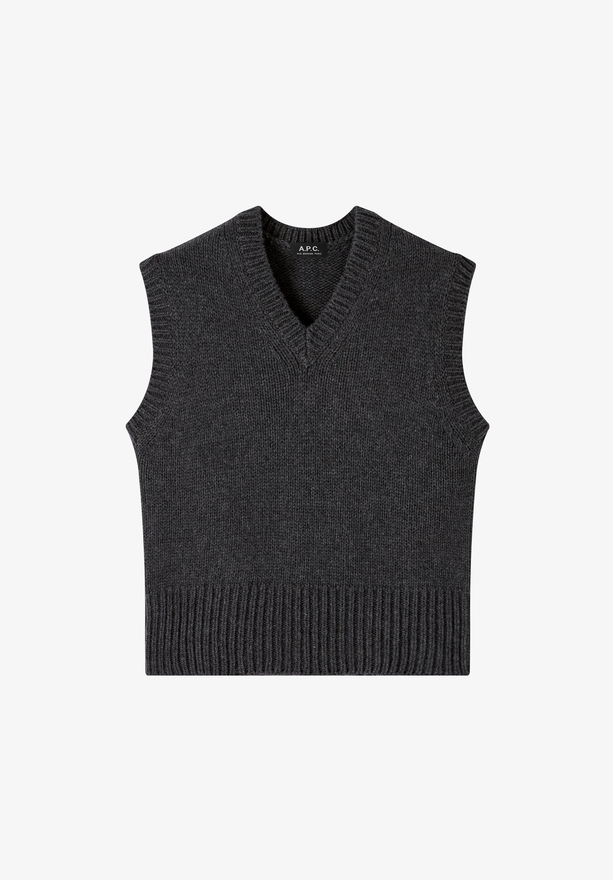A.P.C. Wollpullover ärmellos anthrazit recycelte Wolle