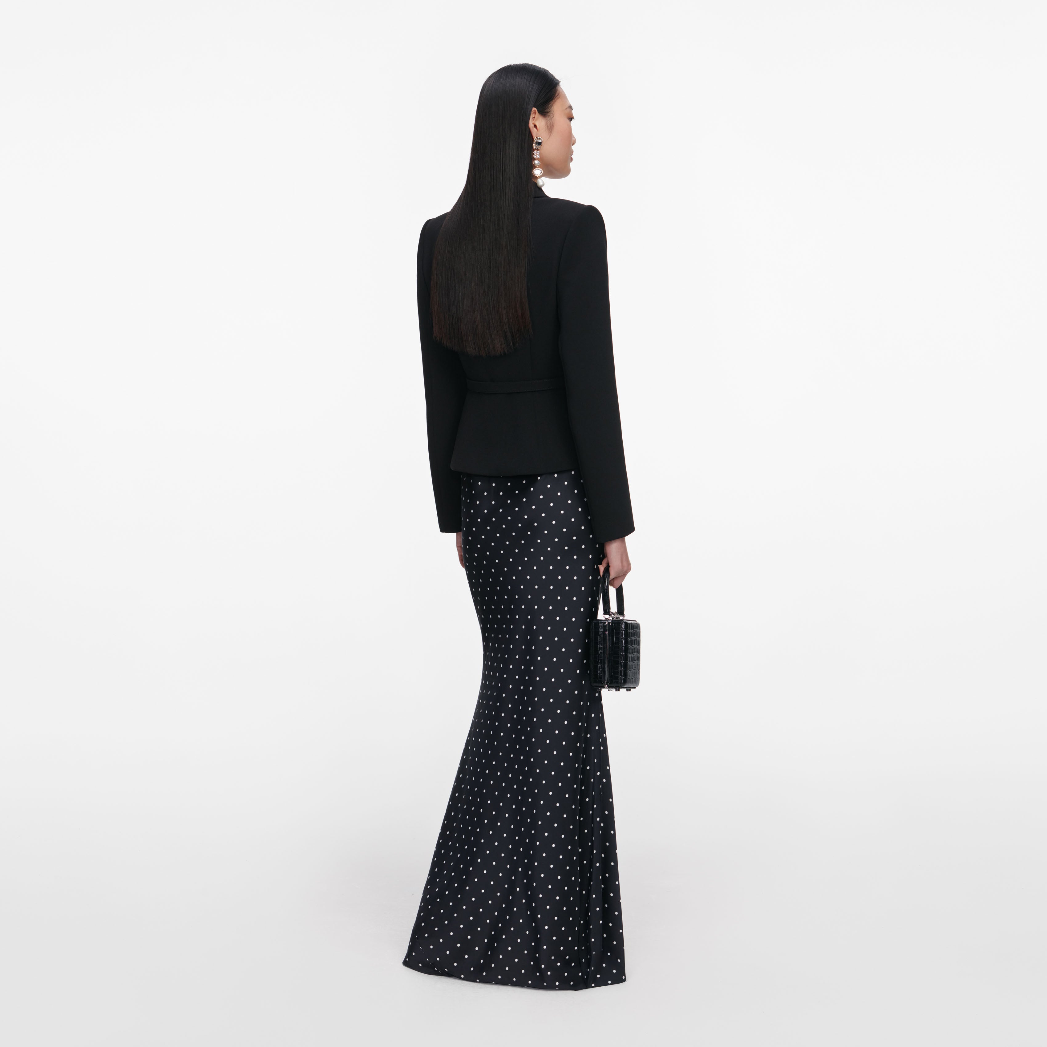 Self Portrait Crepe Polka Maxi Kleid Schwarz Punkte