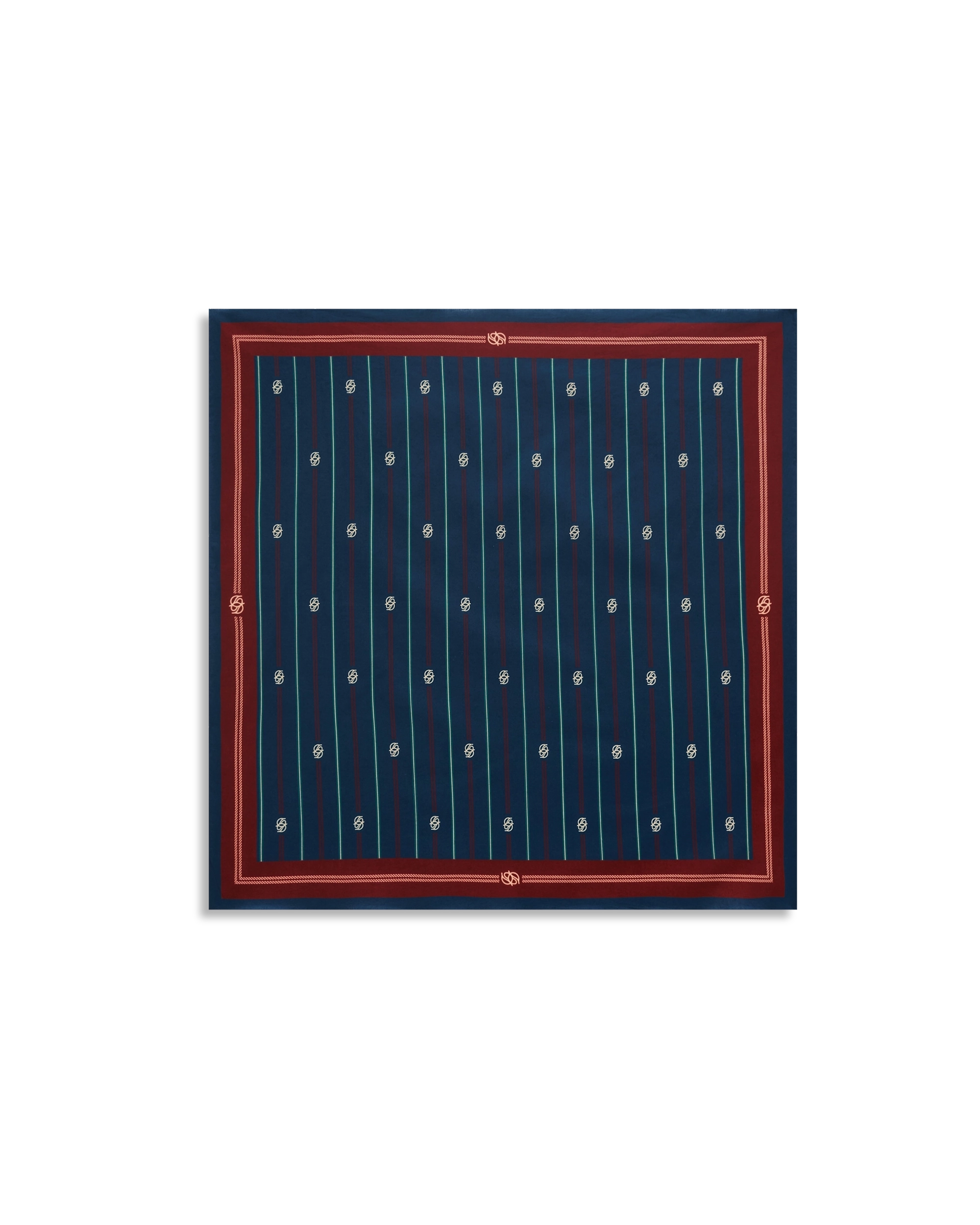 Drôle De Monsieur Le Foulard Rayé Monogramme Tuch Blau 60x60