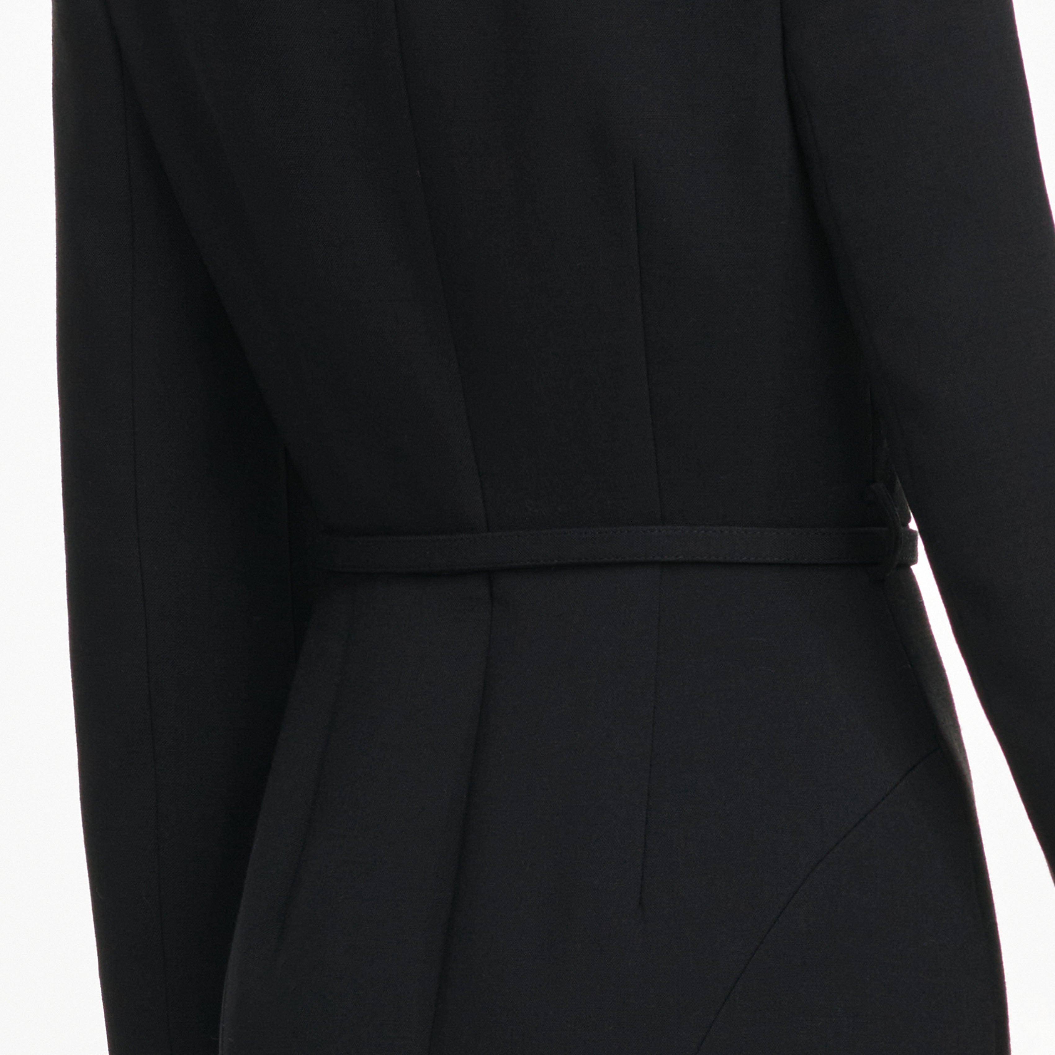 Self Portrait Black Tailored Brooch Midi Kleid Schwarz Wolle