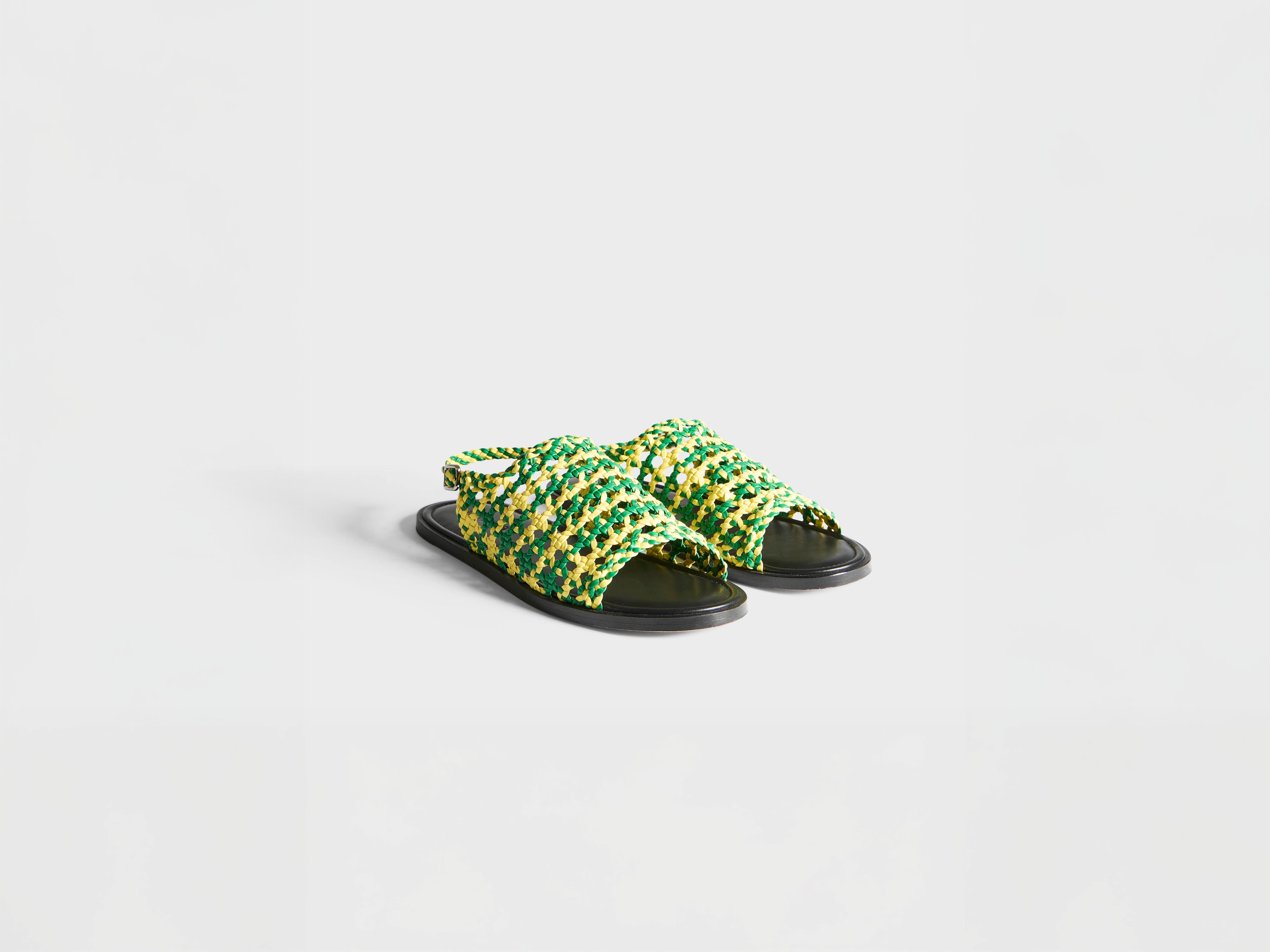 J.W.Anderson Woven Leather Sandal Sandalen Grün Gelb Leder