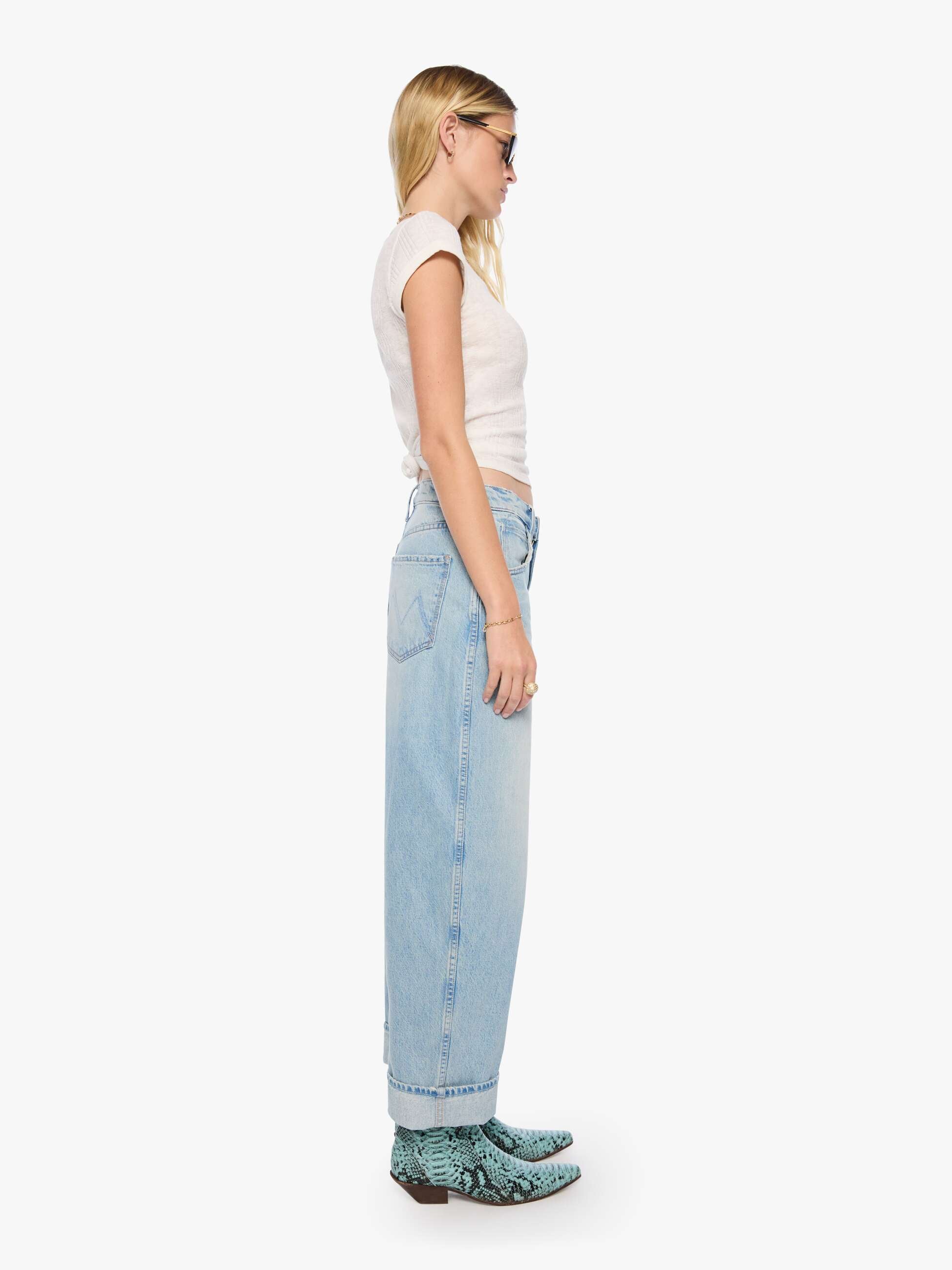 Mother Delinquent Ankle Cuff Out Of This World Jeans Hellblau