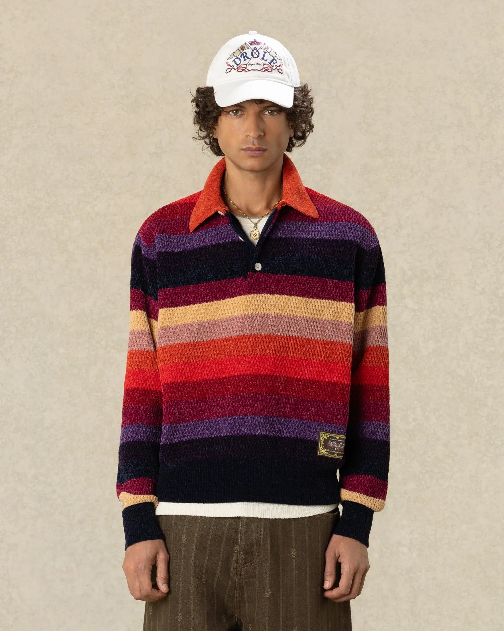 Drôle De Monsieur Chenille Strickpolo Streifen Bunt