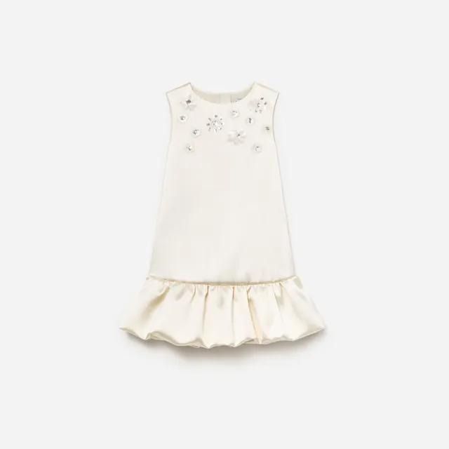 Self Portrait Cream Satin Bubble Kinderkleid Creme Satin