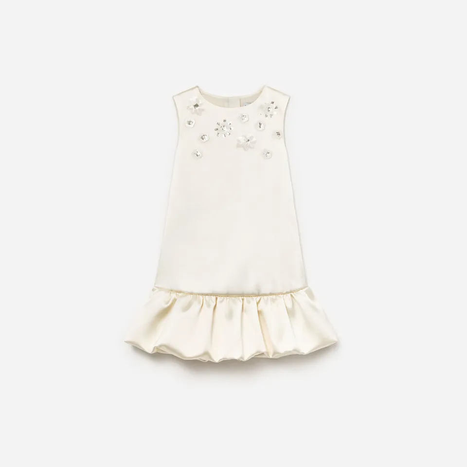 Self Portrait Cream Satin Bubble Kinderkleid Creme Satin
