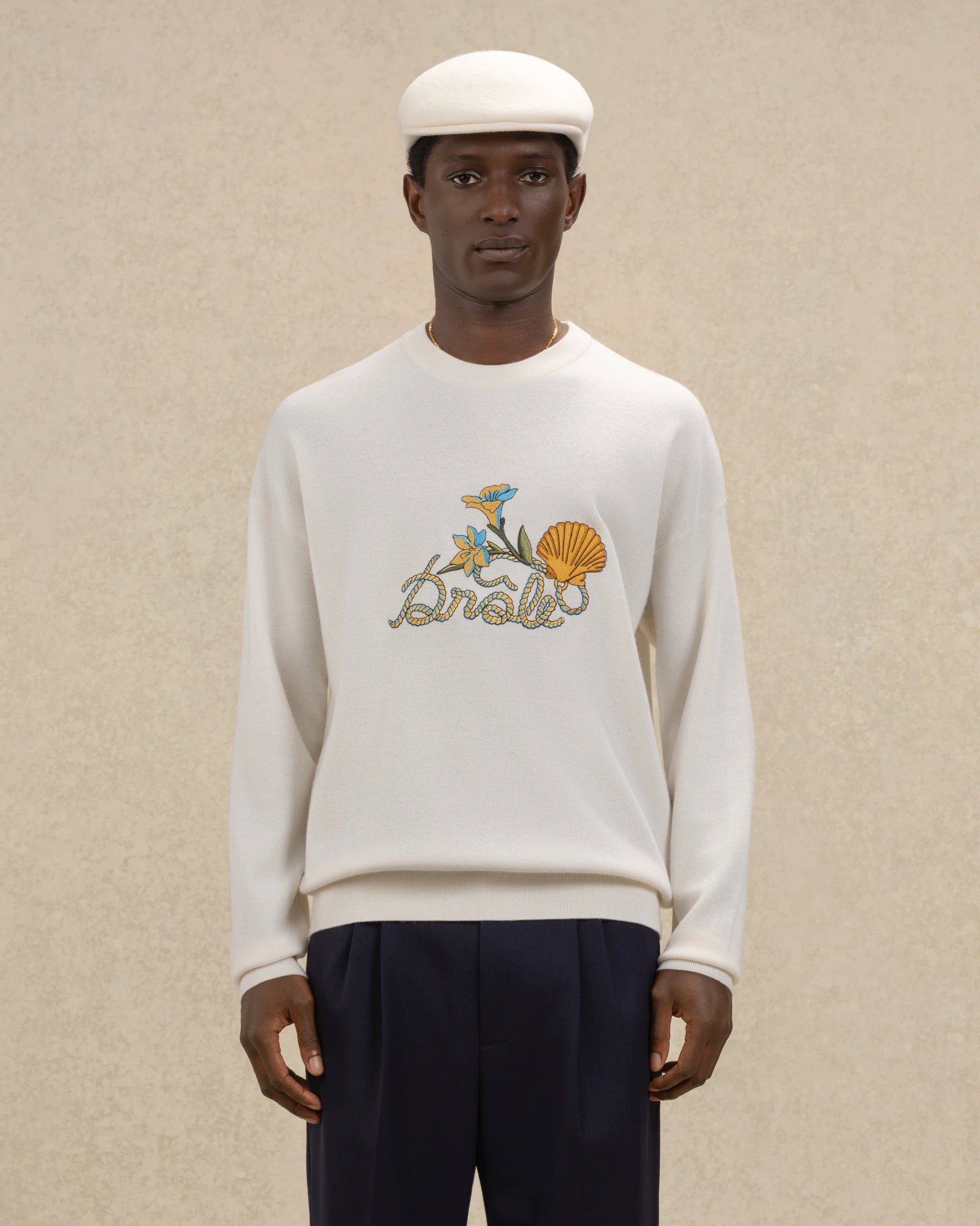 Drôle De Monsieur Maille Drôle Shell Strickpullover Off-White Merinowolle