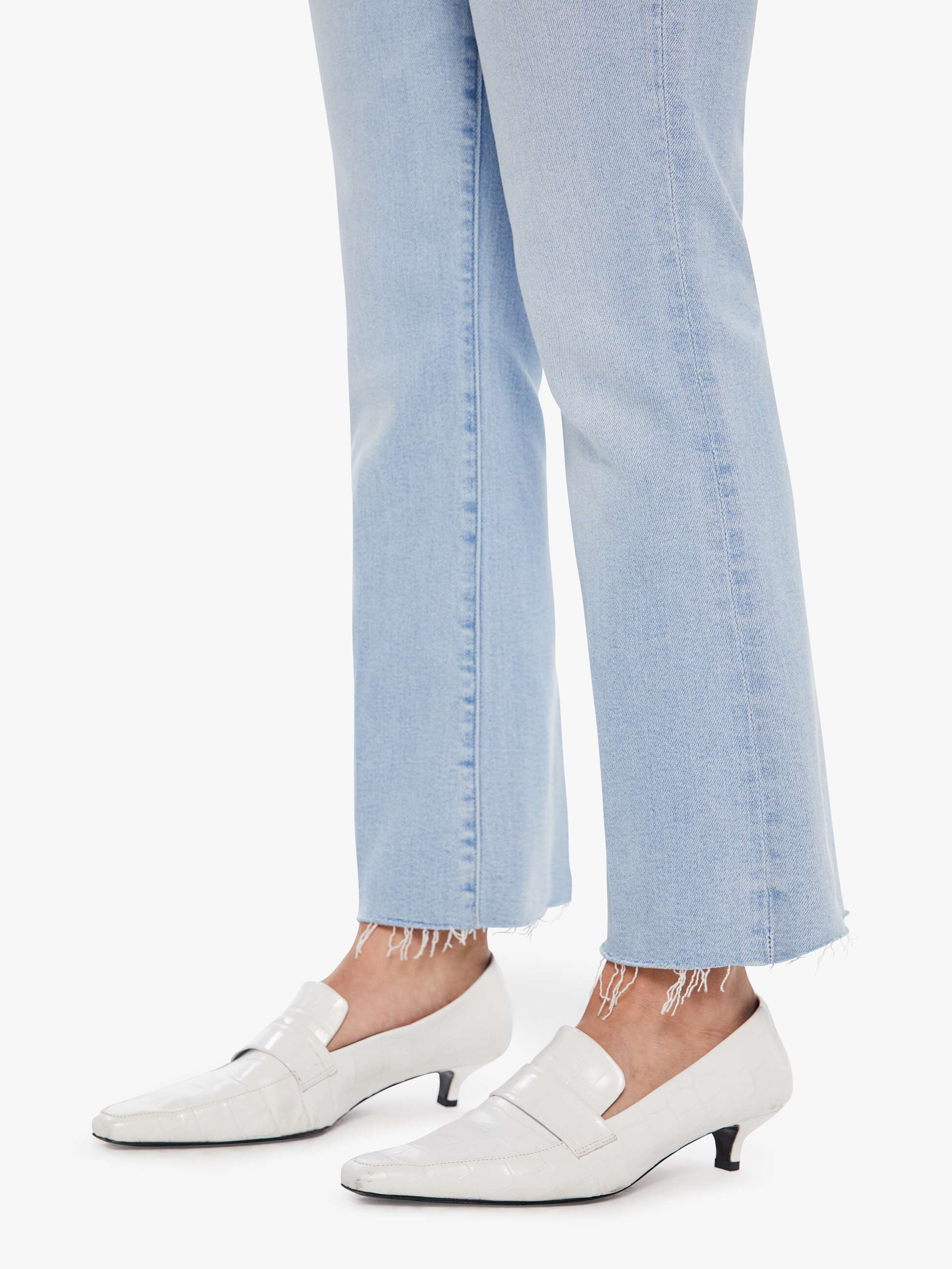 Mother Denim Hustler Ankle Fray Jeans Hellblau Ball's Court