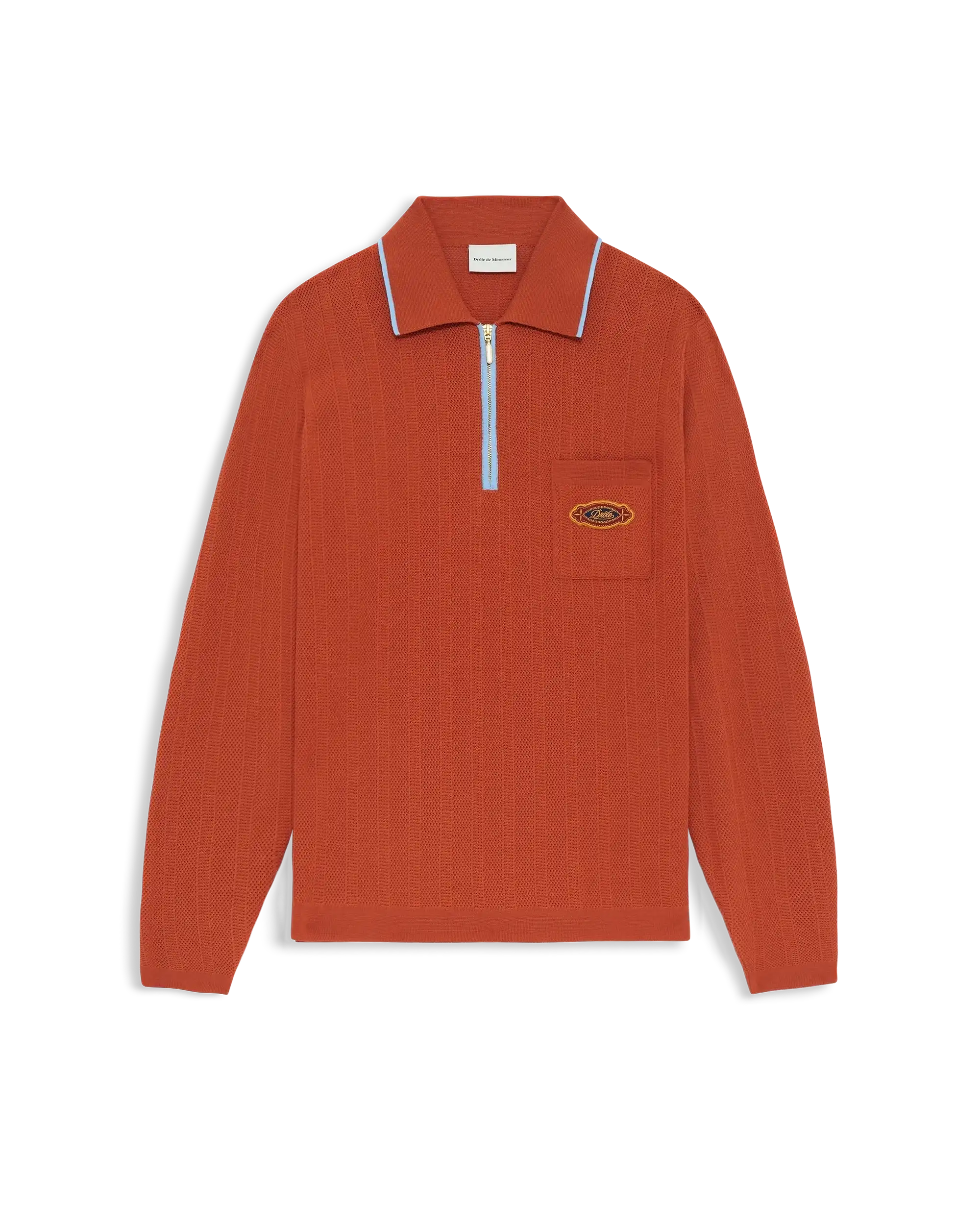 Drôle De Monsieur Polo Maille Drôle Patch Strickpolo Brick Baumwolle