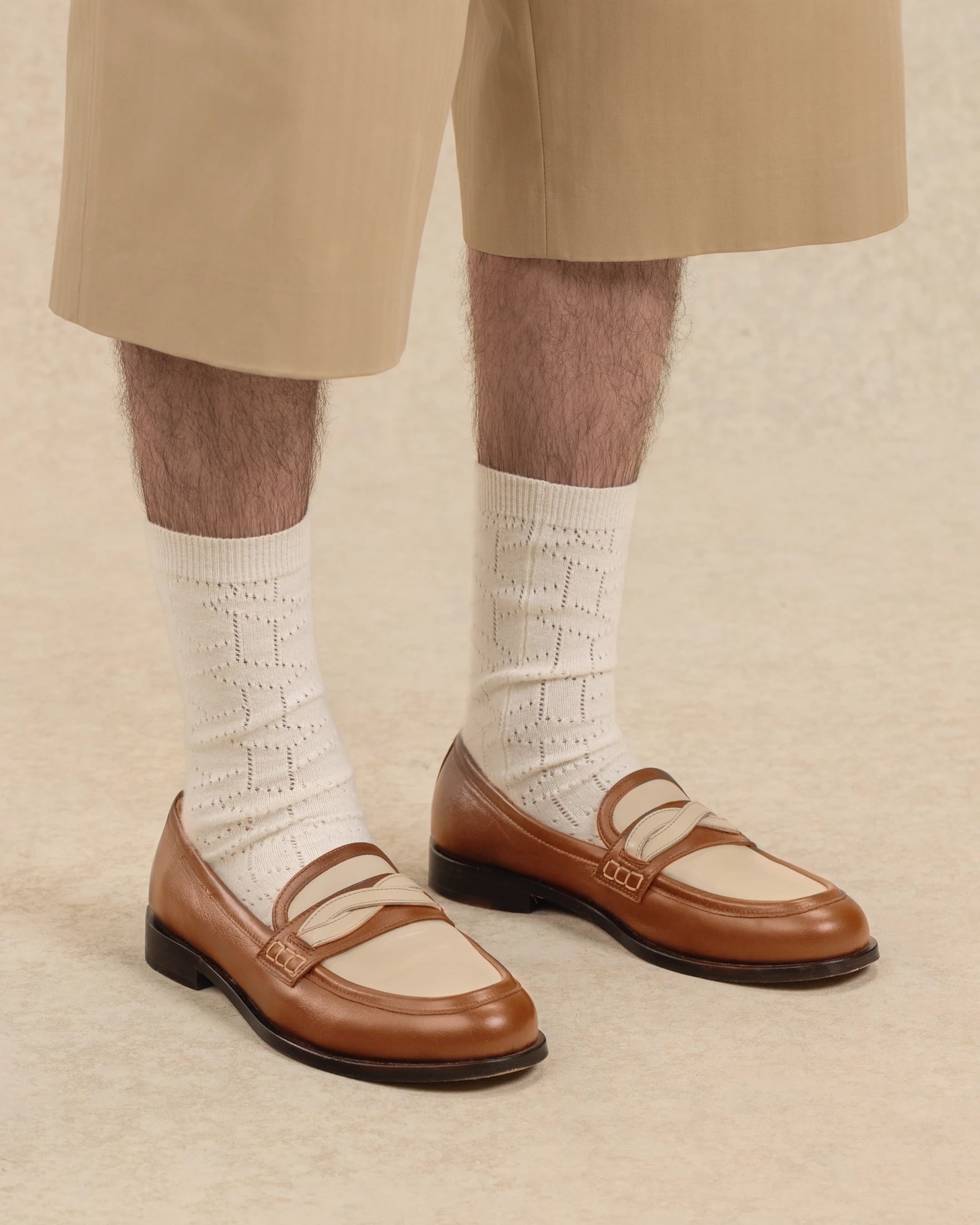 Drôle De Monsieur Mocassin Tresse Loafer Camel Leder