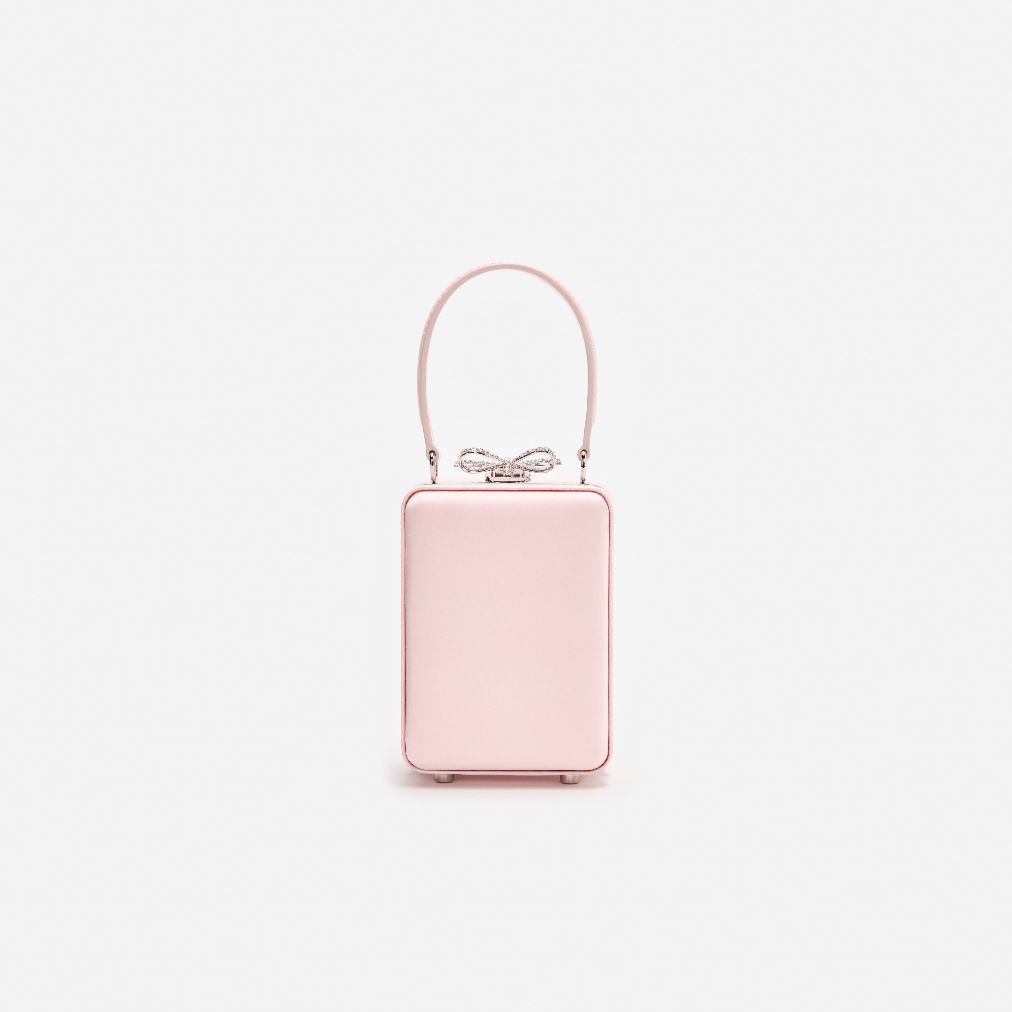 Self Portrait Pink Satin Floral Beaded Micro Handtasche Rosa