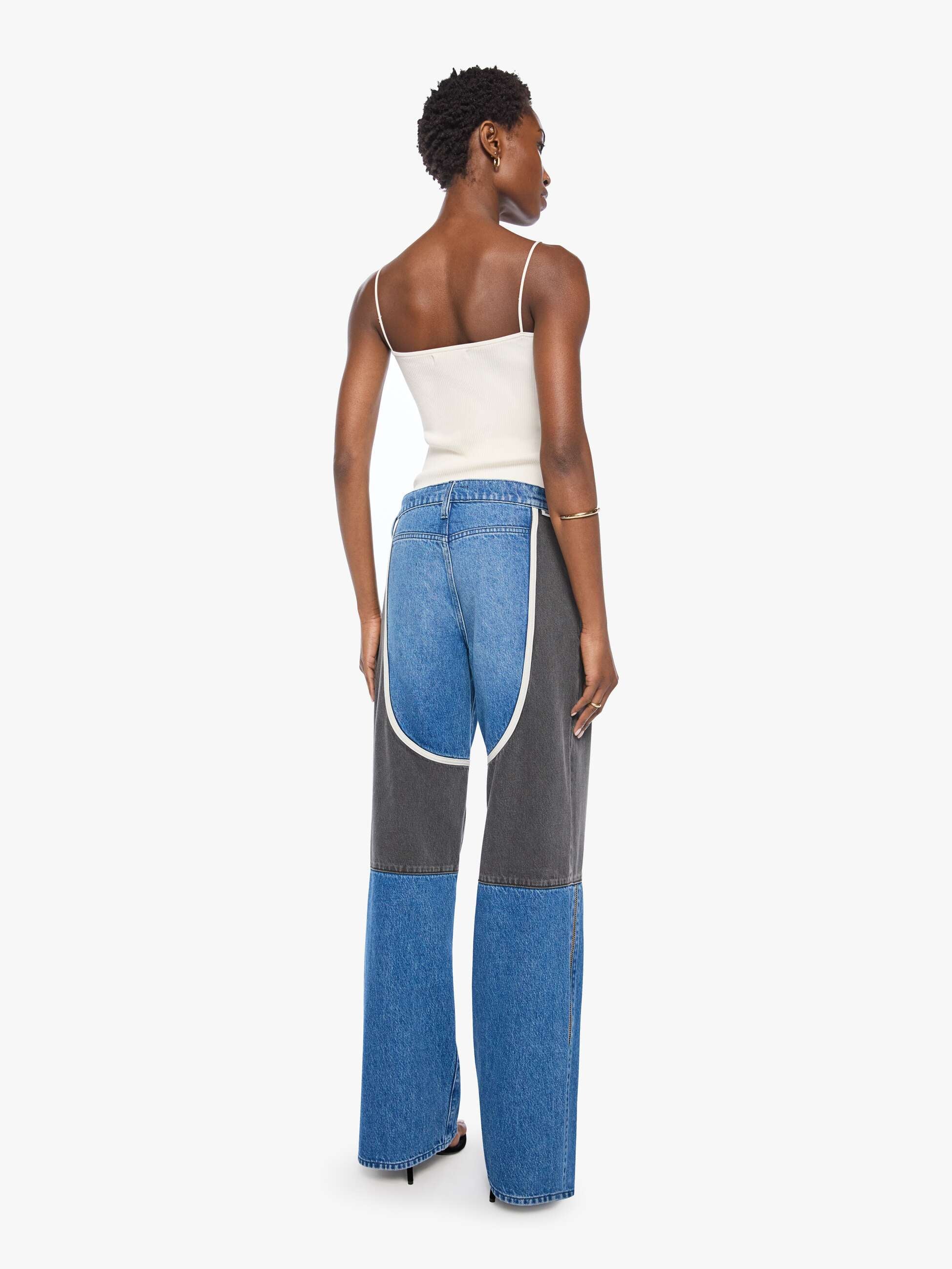 Mother SNACKS Moto Smoothie Sneak Jeans Quik Blau Wide Leg