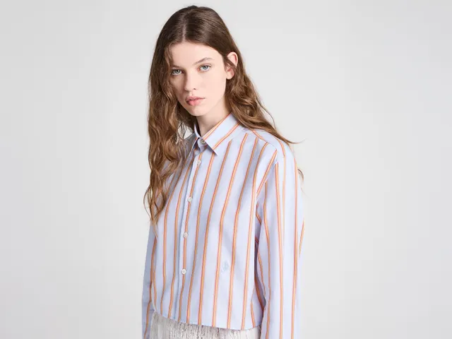 J.W.Anderson Cropped Shirt Damenhemd Blau Orange Baumwolle