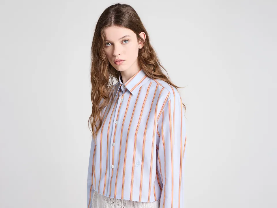 J.W.Anderson Cropped Shirt Damenhemd Blau Orange Baumwolle