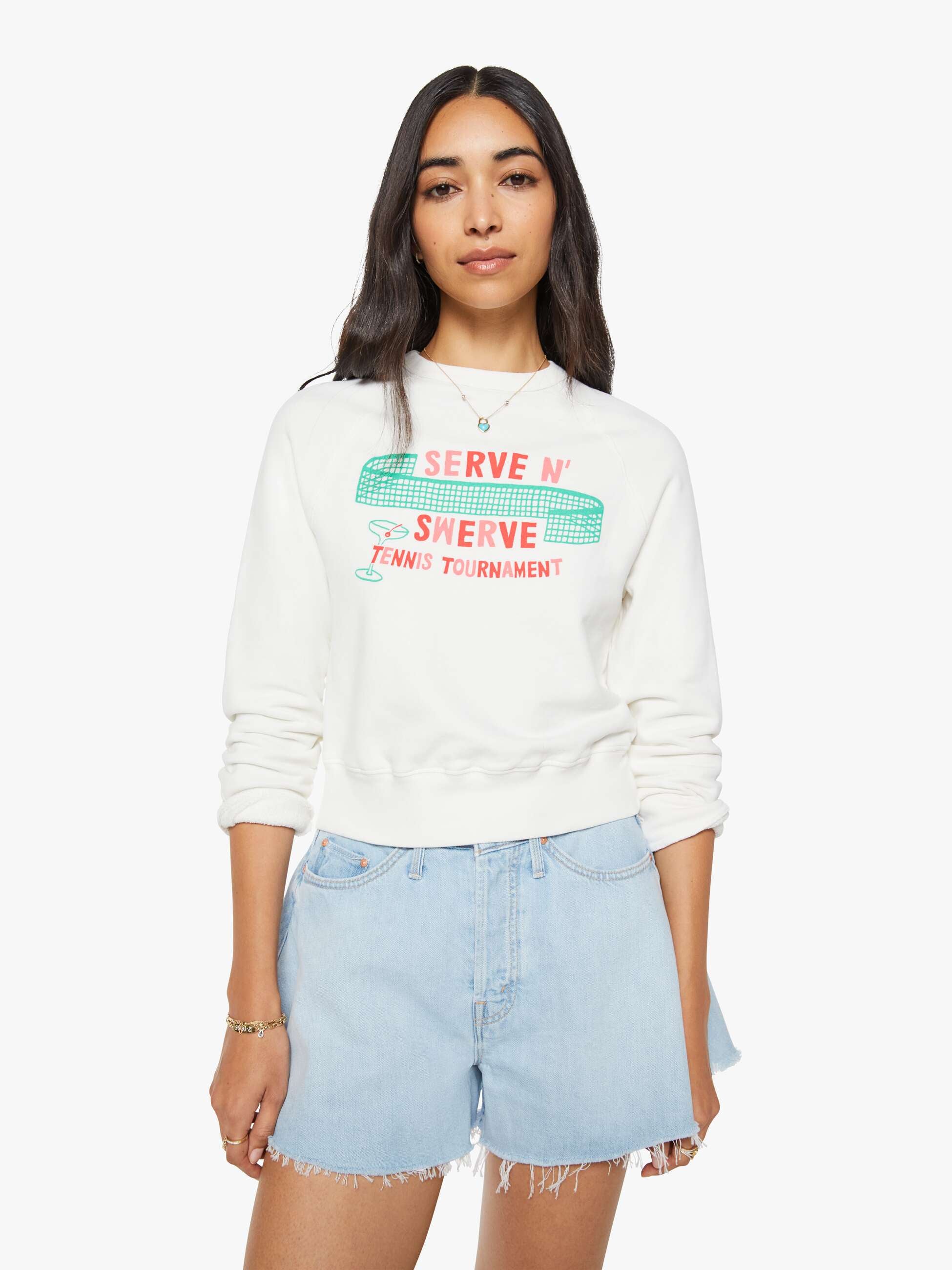 Mother The Itty Concert Sweatshirt Serve N Swerve Weiß Tennis