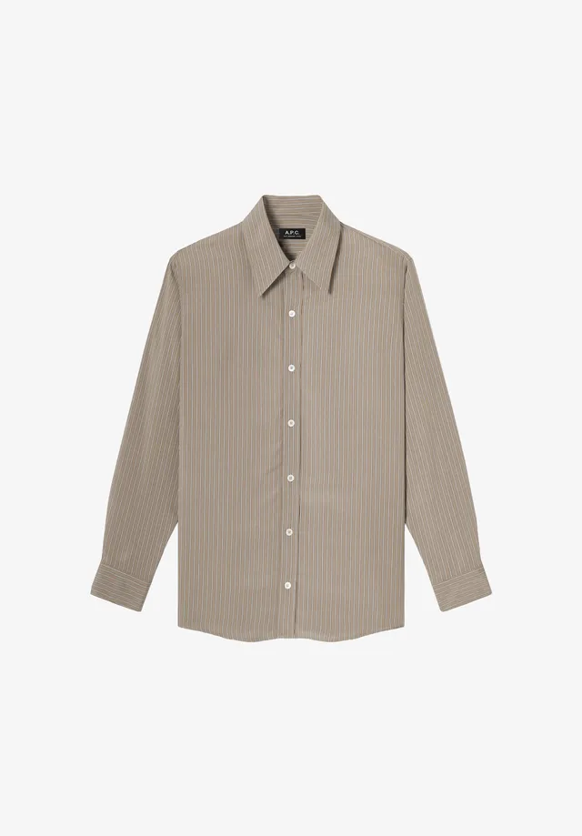 A.P.C. gestreiftes Hemd Braun gerader Schnitt Perlmuttknöpfe