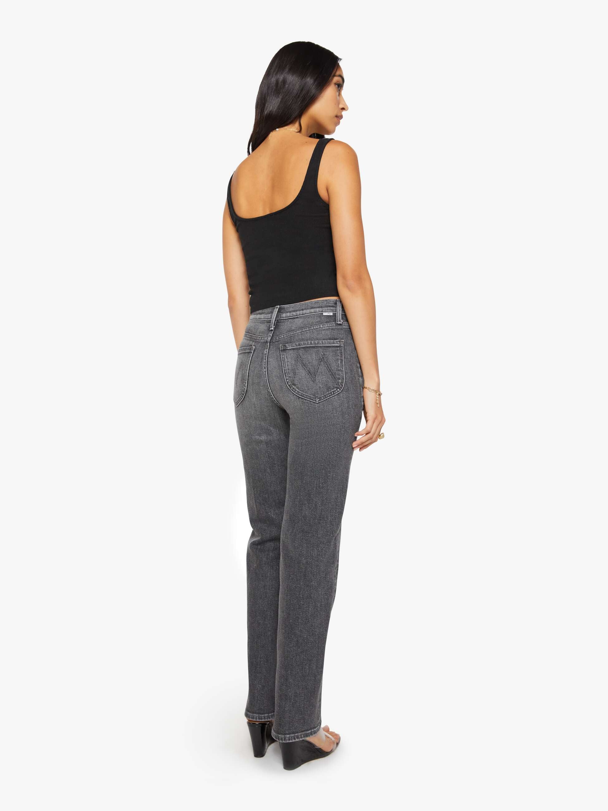 Mother The Rambler Utility Sneak Jeans Grau High Rise Straight