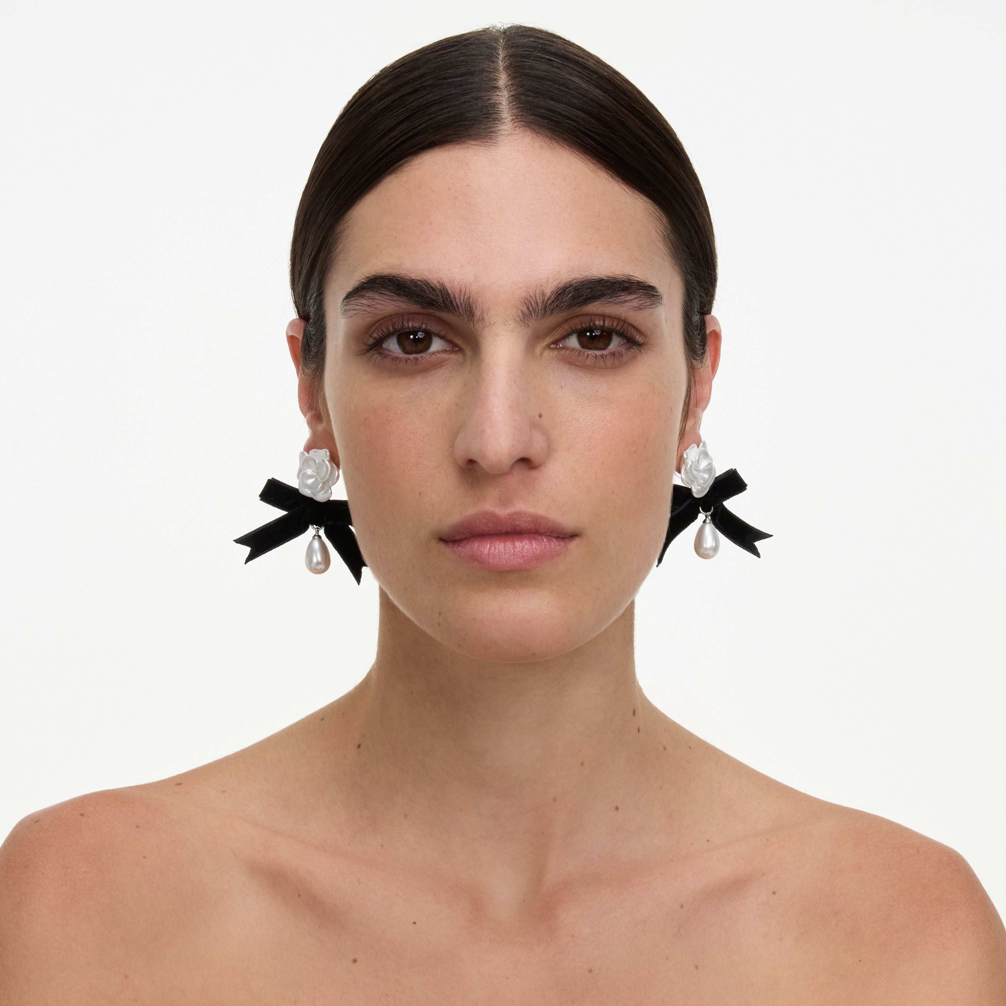 Self Portrait Pearl Black Bow Ohrringe Schwarz Perle One Size
