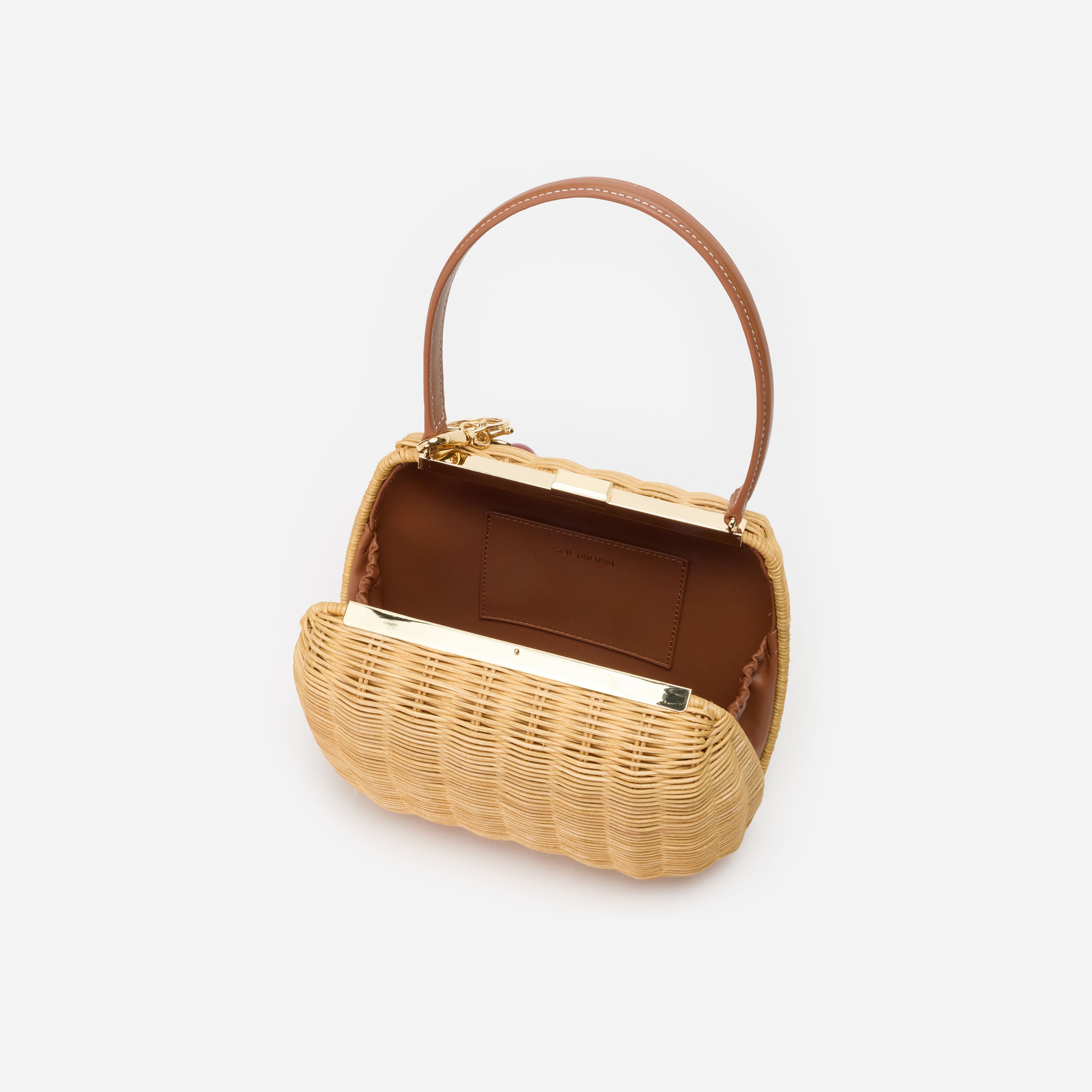 Self Portrait Rattan Cherry Charm Mini Tasche Braun One Size