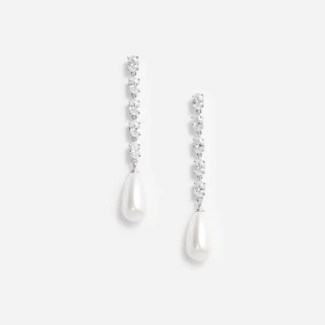 Self Portrait Crystal Droplet Ohrringe Silber Perle