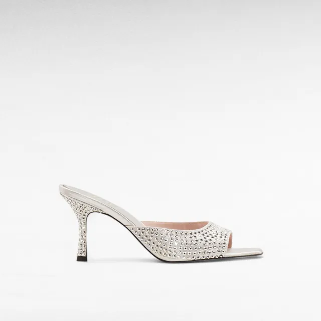 Gedebe Dita Mule Pantolette Silber Strass