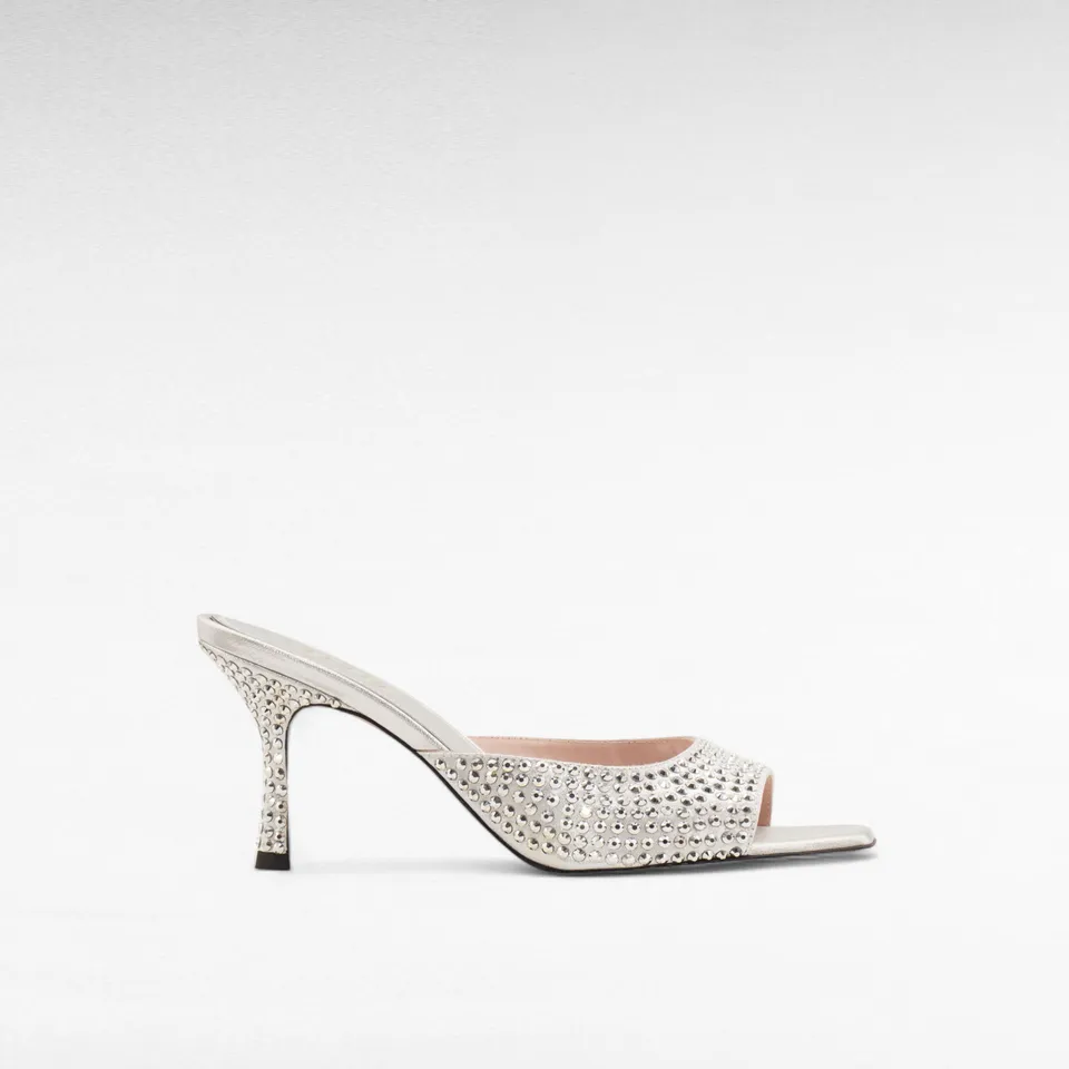 Gedebe Dita Mule Pantolette Silber Strass