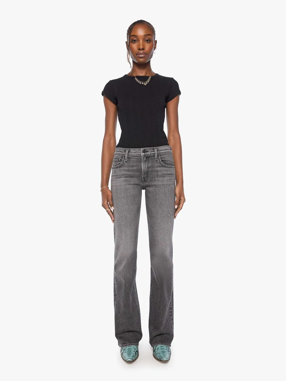 Mother Denim The Jinx Sneak Jeans Cliffhanger Grau