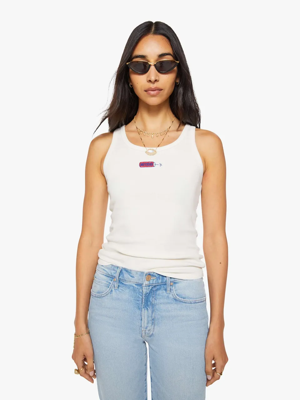 Mother Denim The Runner Up Tanktop Weiss Firecracker