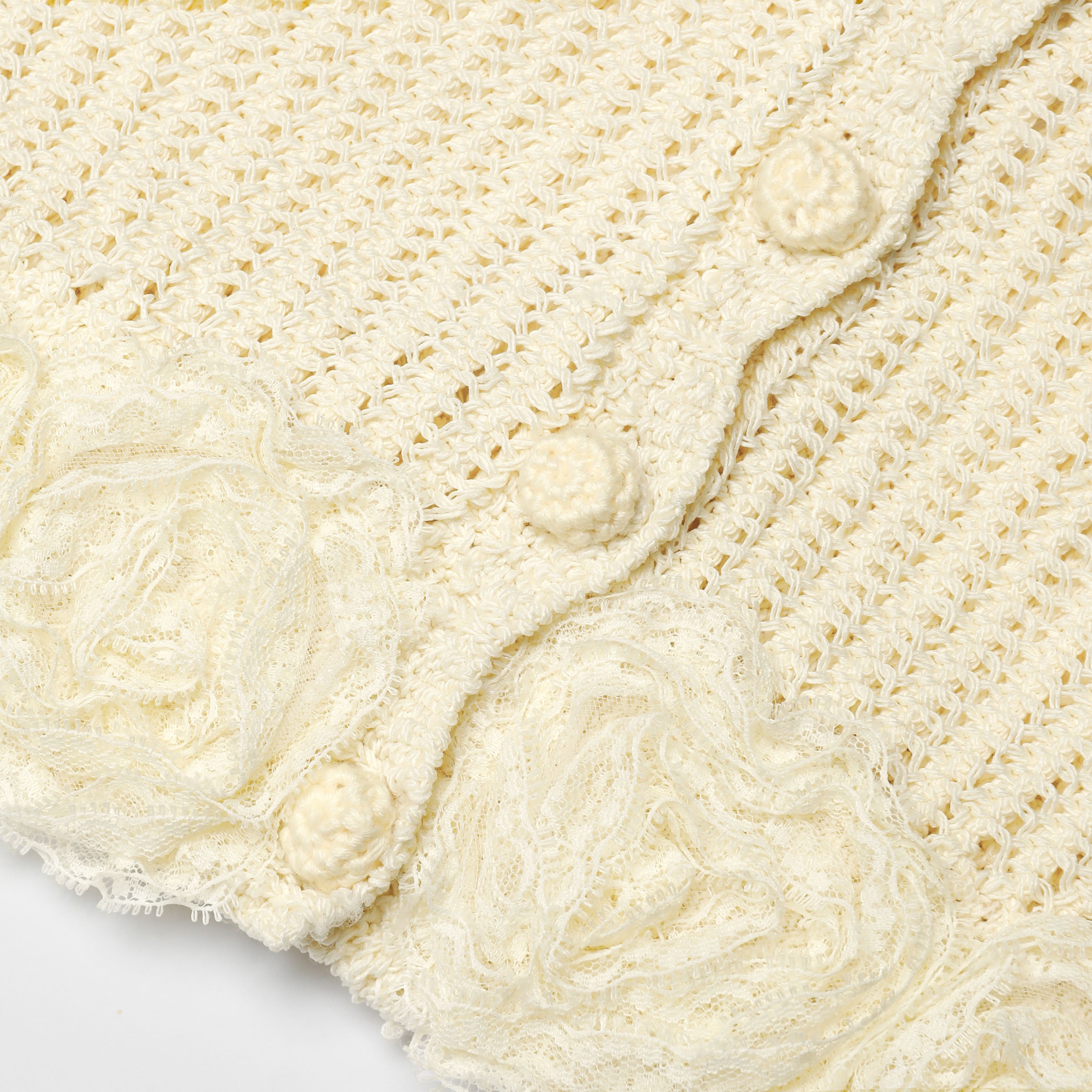 Self Portrait Knitwear Yellow Crochet Flower Knit Top