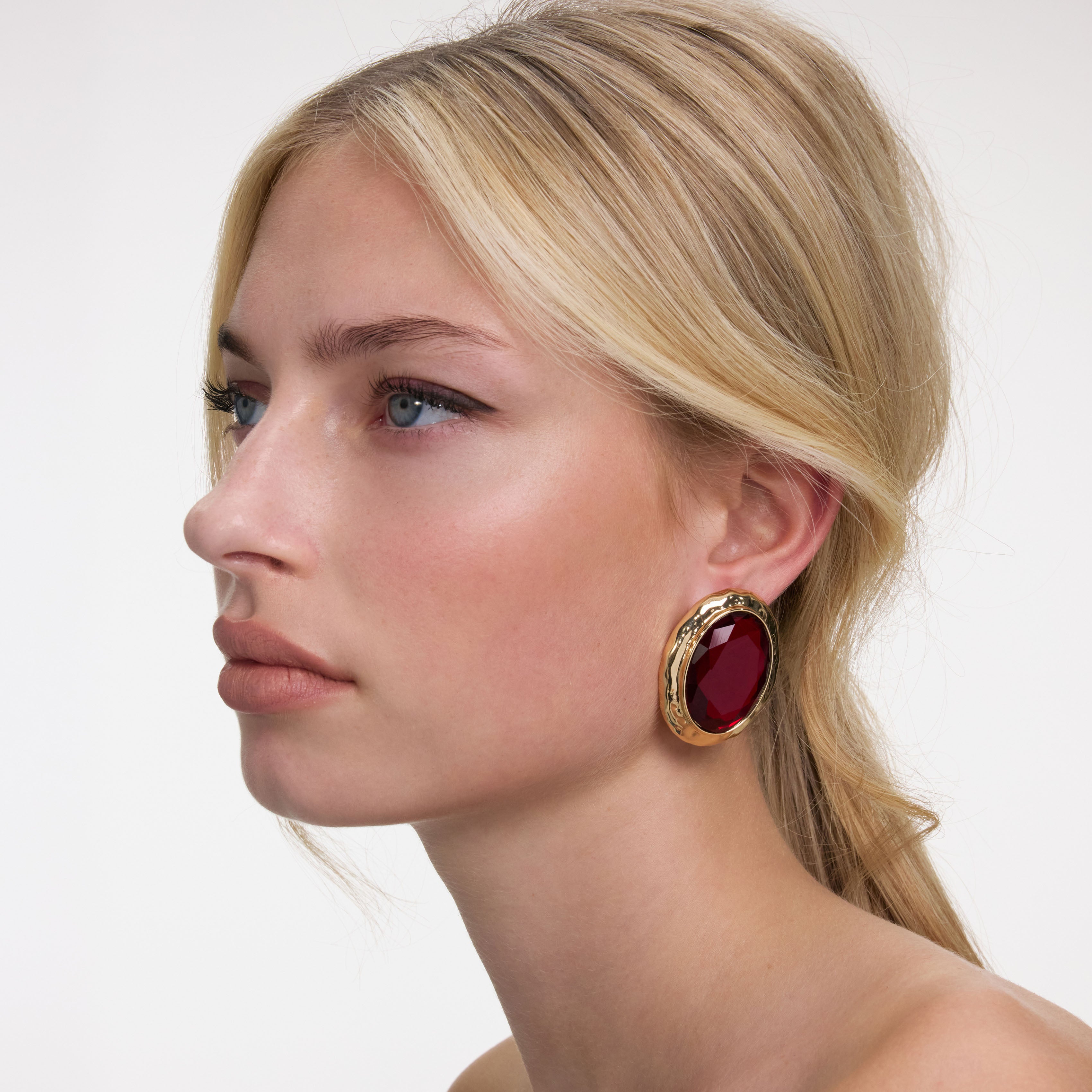 Self Portrait Jewellery Hammered Gold Red Ohrringe Rot One Size
