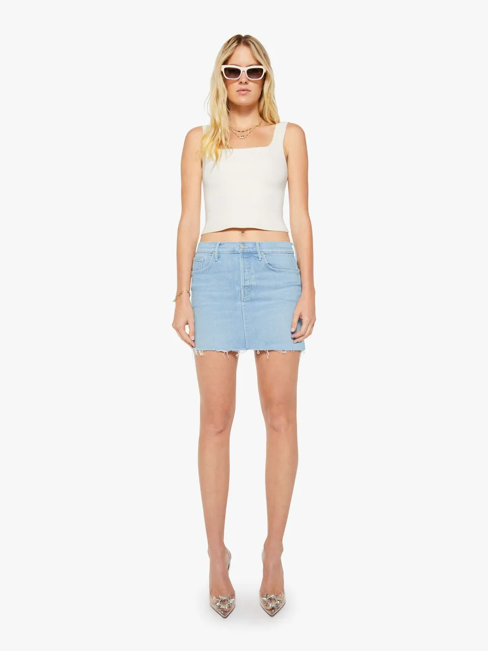 Mother The Vagabond Mini Jeansrock Sauced By Six Hellblau