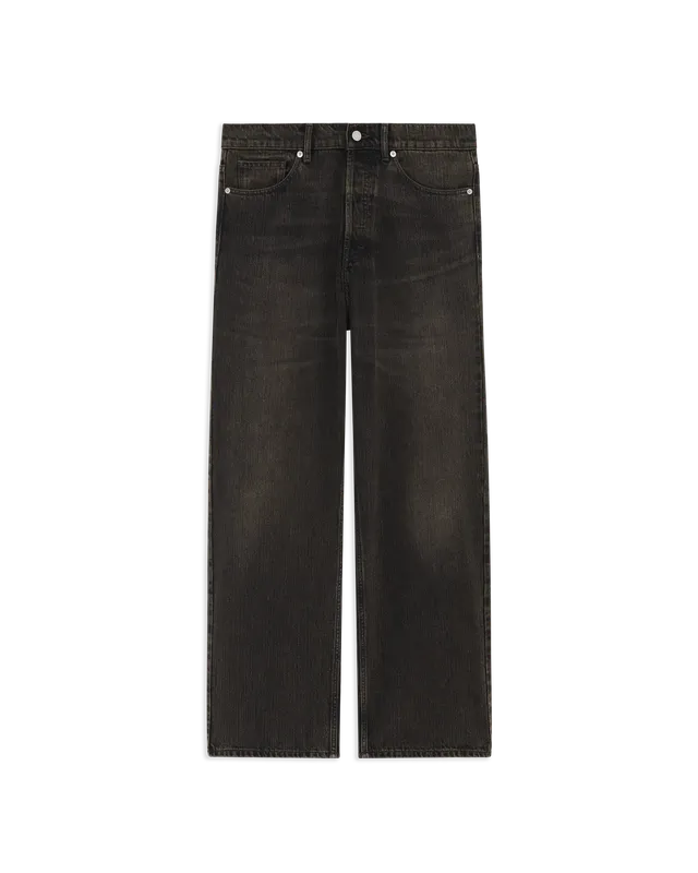 Drôle De Monsieur Washed Straight Denim Pants Jeans Khaki