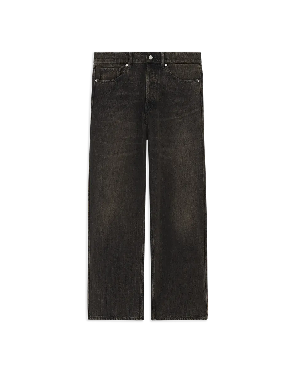 Drôle De Monsieur Washed Straight Denim Pants Jeans Khaki