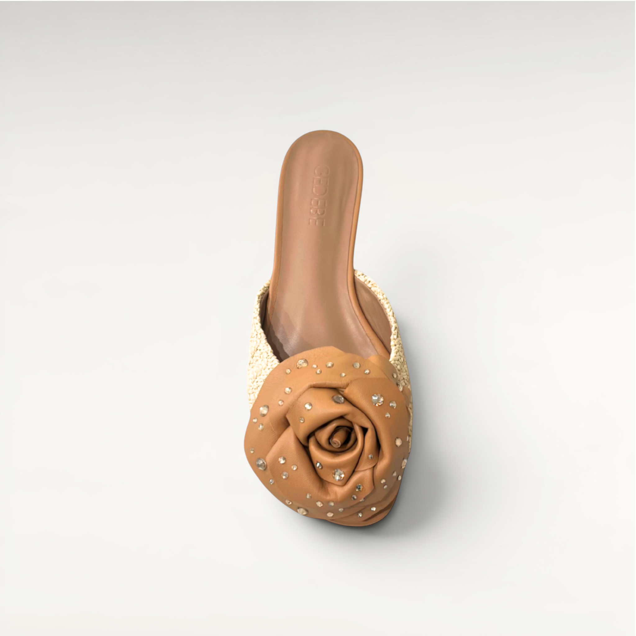 Gedebe Cassis Ballerinas Raffia Kristallblume