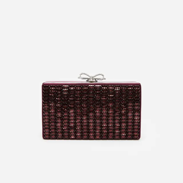 Self Portrait Burgunder Chainmail Clutch Tasche