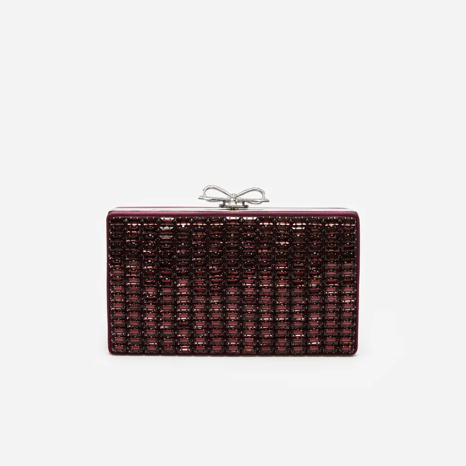 Self Portrait Burgunder Chainmail Clutch Tasche