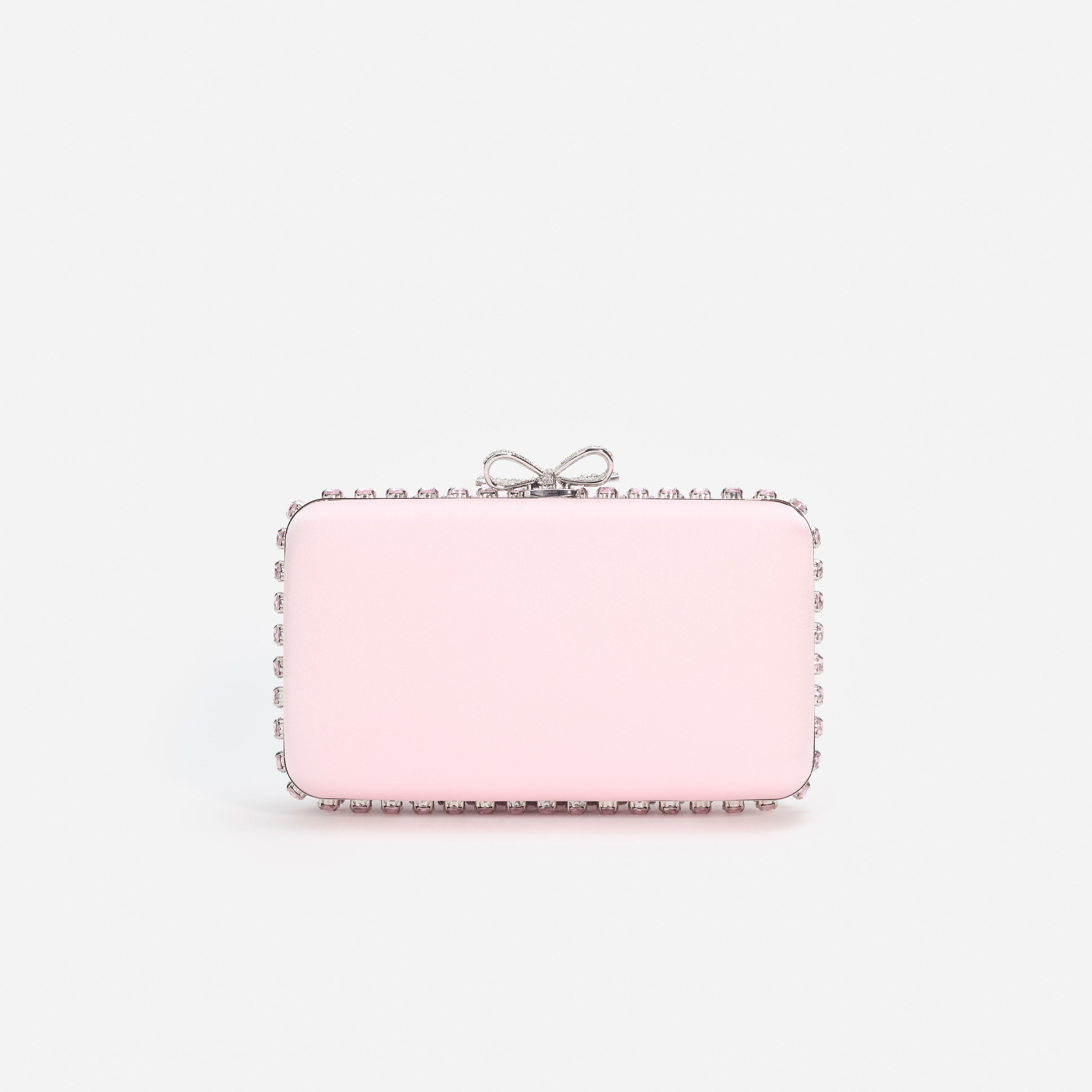 Self Portrait Pink Satin Crystal Clutch Abendtasche rosa Mini