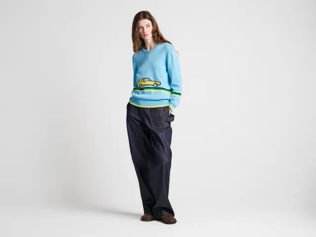 J.W.Anderson Car Jumper Pullover sky blue Baumwolle Stickerei