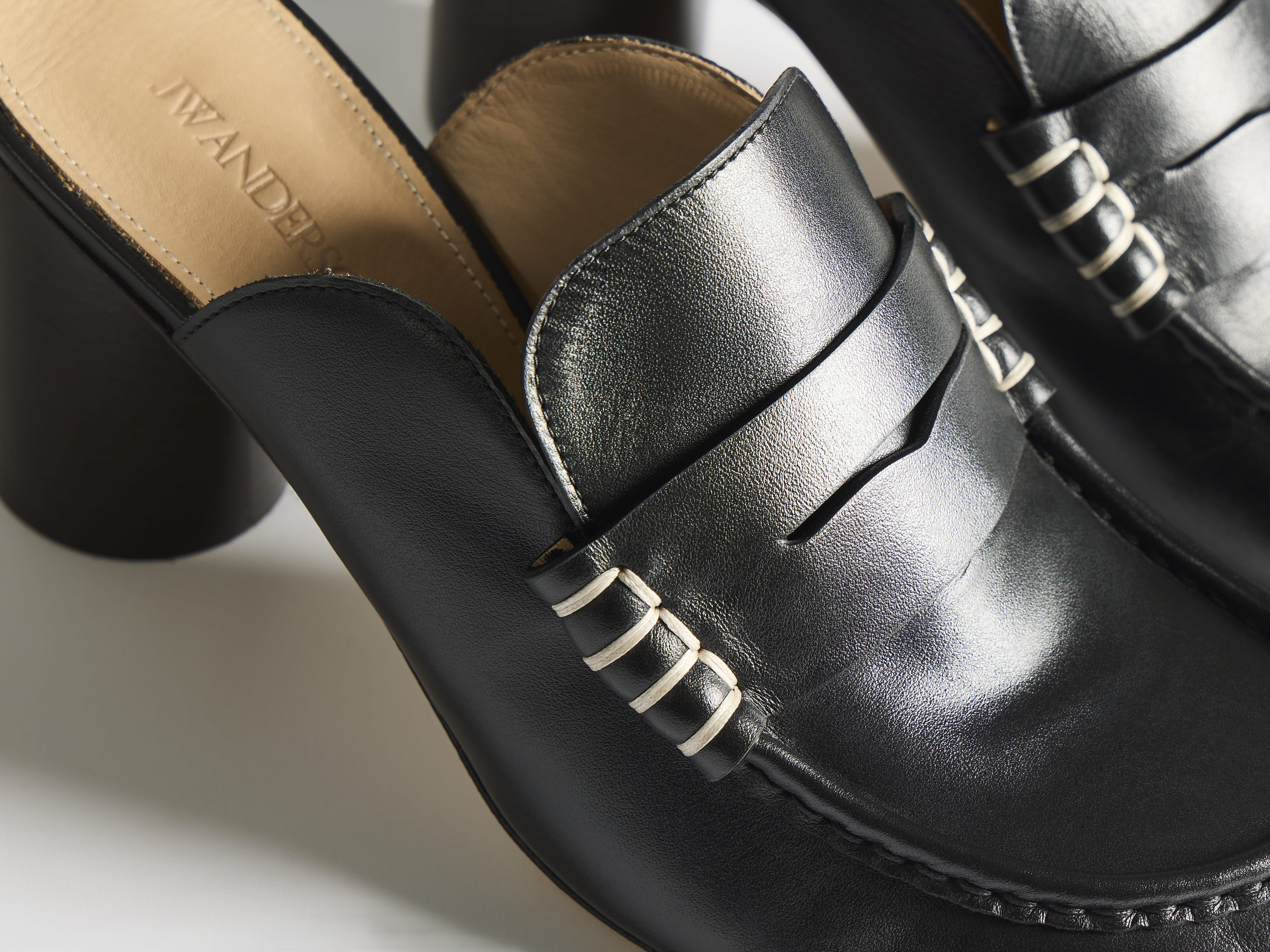 J.W.Anderson Heeled Loafer Mule Pumps Schwarz Leder