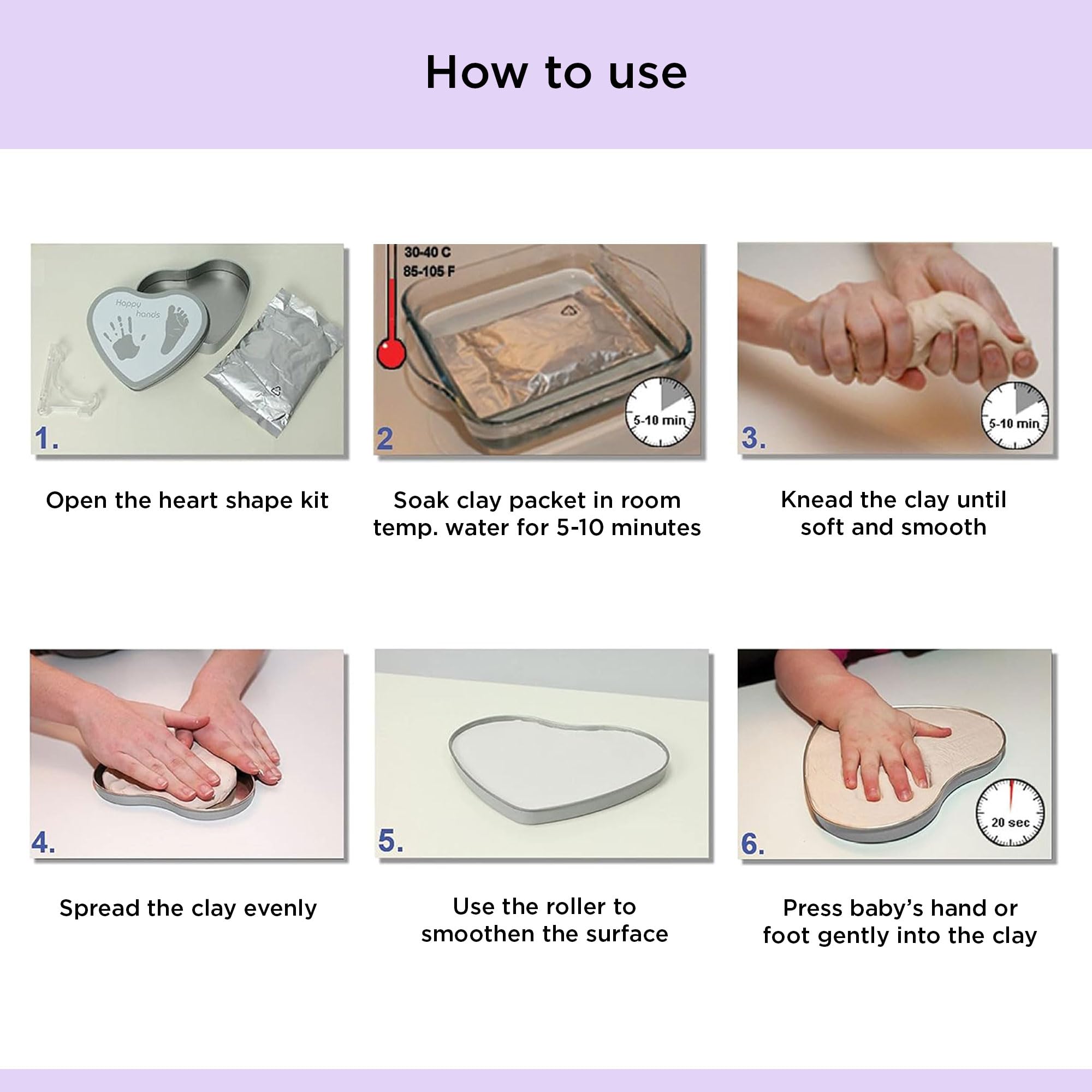 Dooky Happy Hands Abdruckset Herzform Silber 17x14 cm Ton